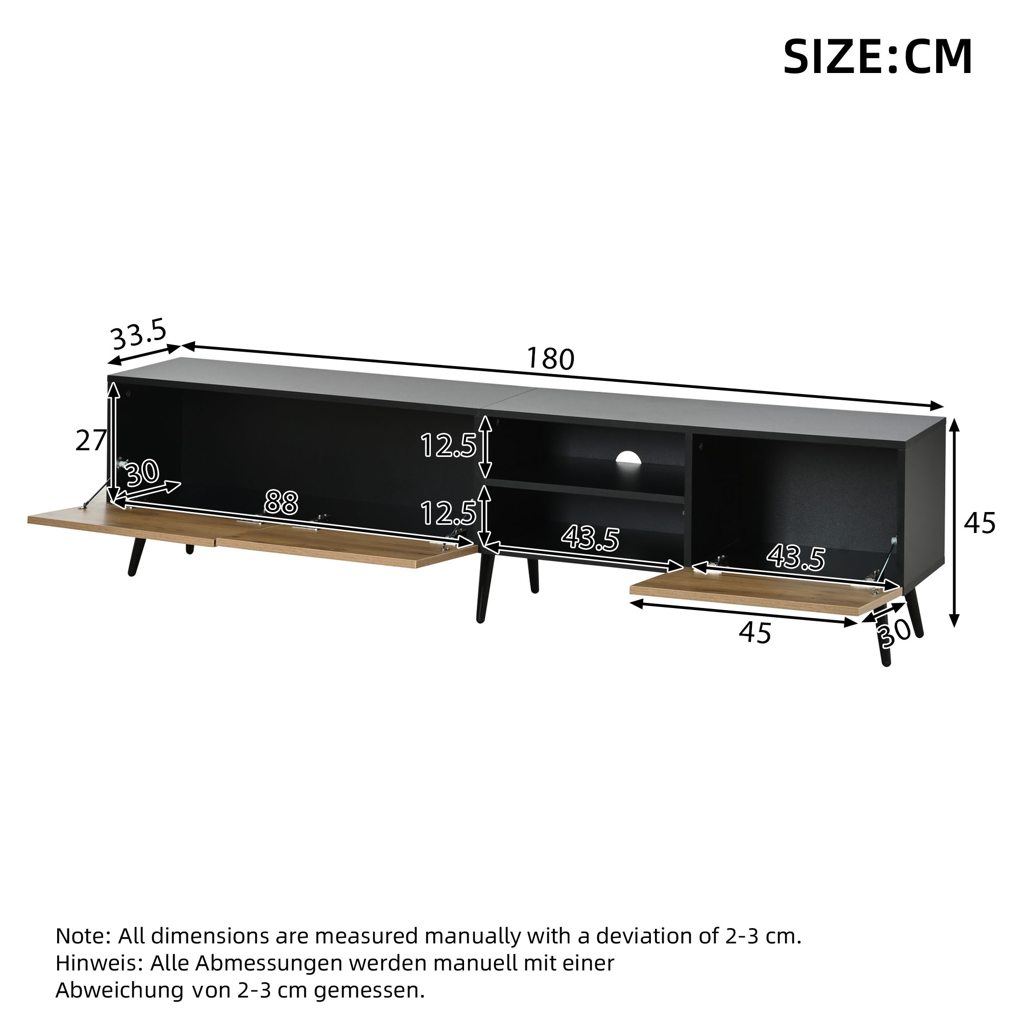 Dimensions du Meuble TV 180x33.5x45 cm