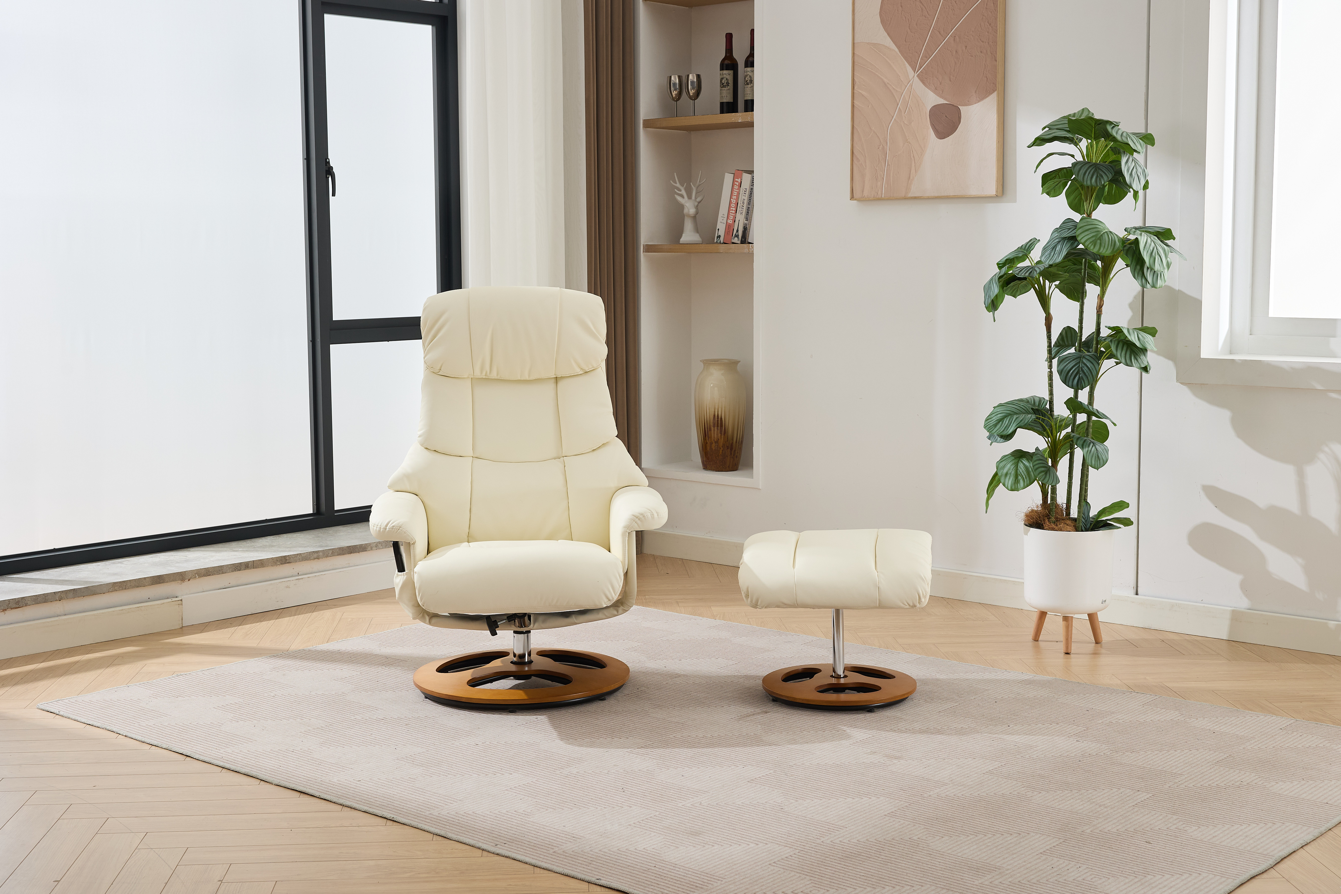 Fauteuil luxe base bois massif PU durable design élégant
