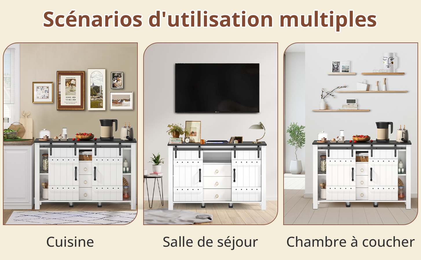 Buffet montage facile tiroirs silencieux