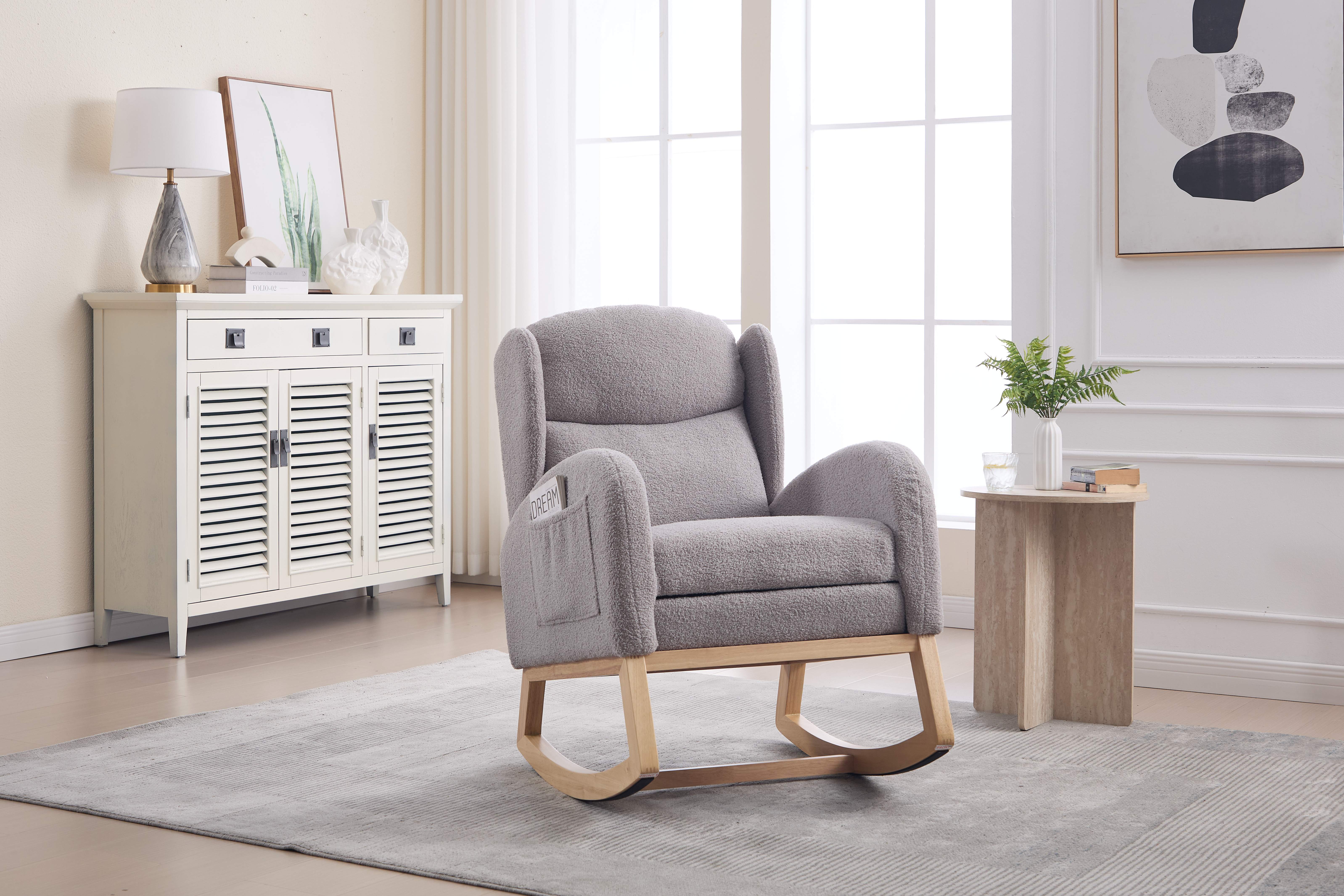 Fauteuil cadre bois solide support 110kg stabilité à long terme