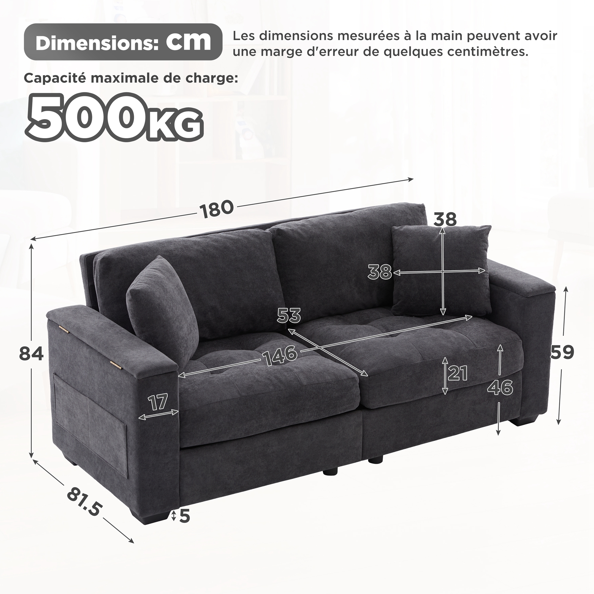 Tableau des dimensions et détails techniques