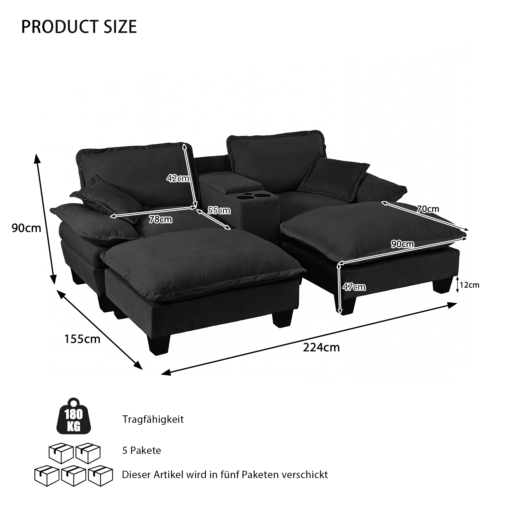 Canapé avec ports USB intégrés