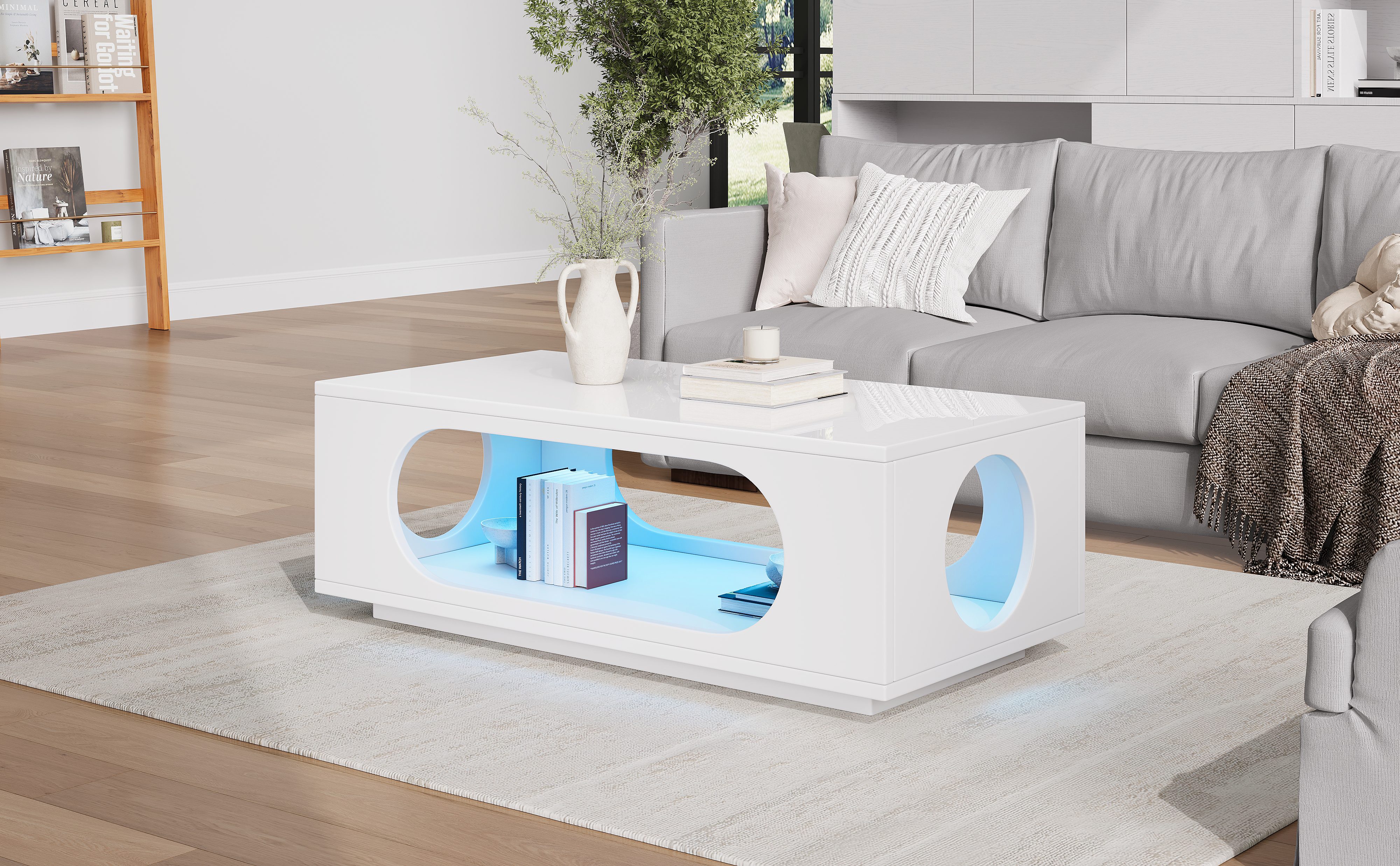 Table basse LED blanche vue 2