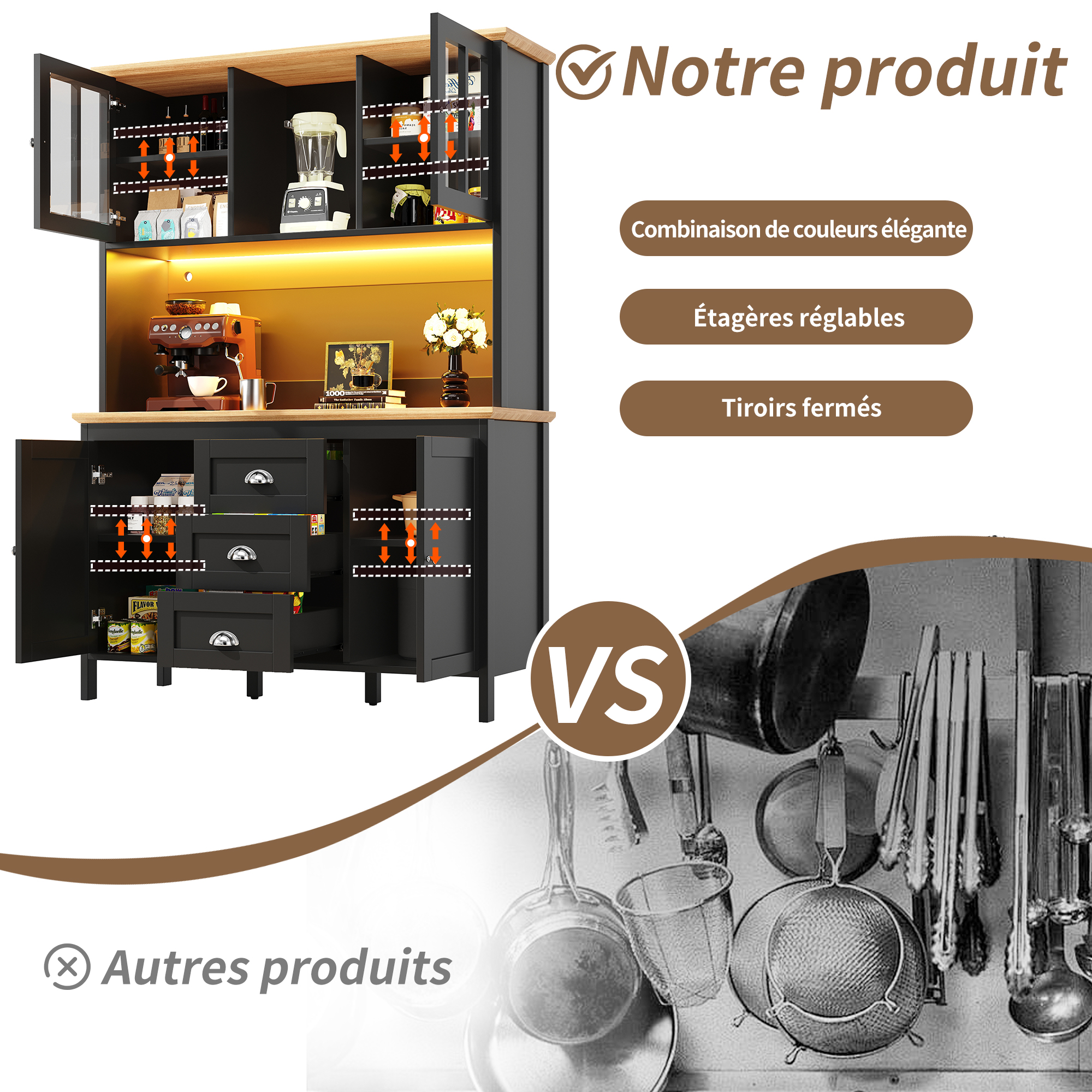 Meuble rangement cuisine noir