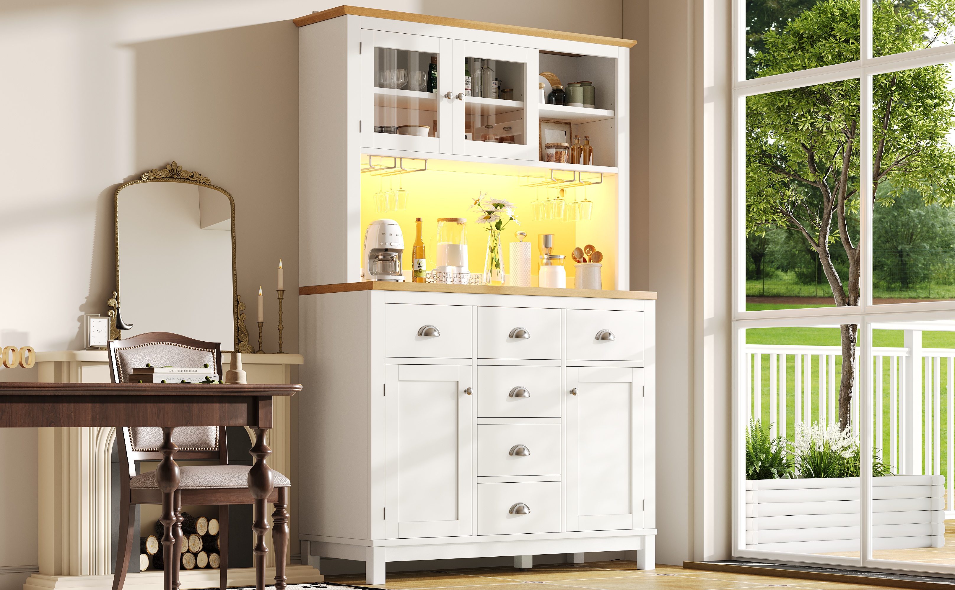 Buffet de cuisine vert design retro