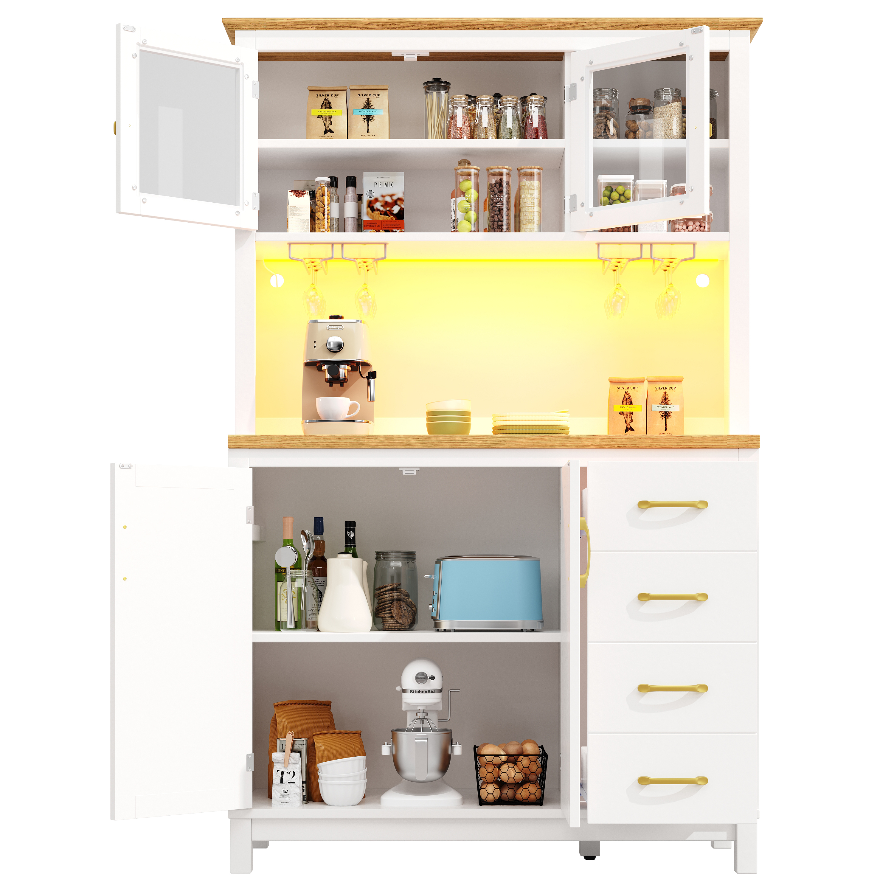 Buffet haut de rangement blanc moderne