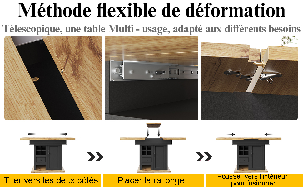 Rangement intelligent table avec étagères réglables