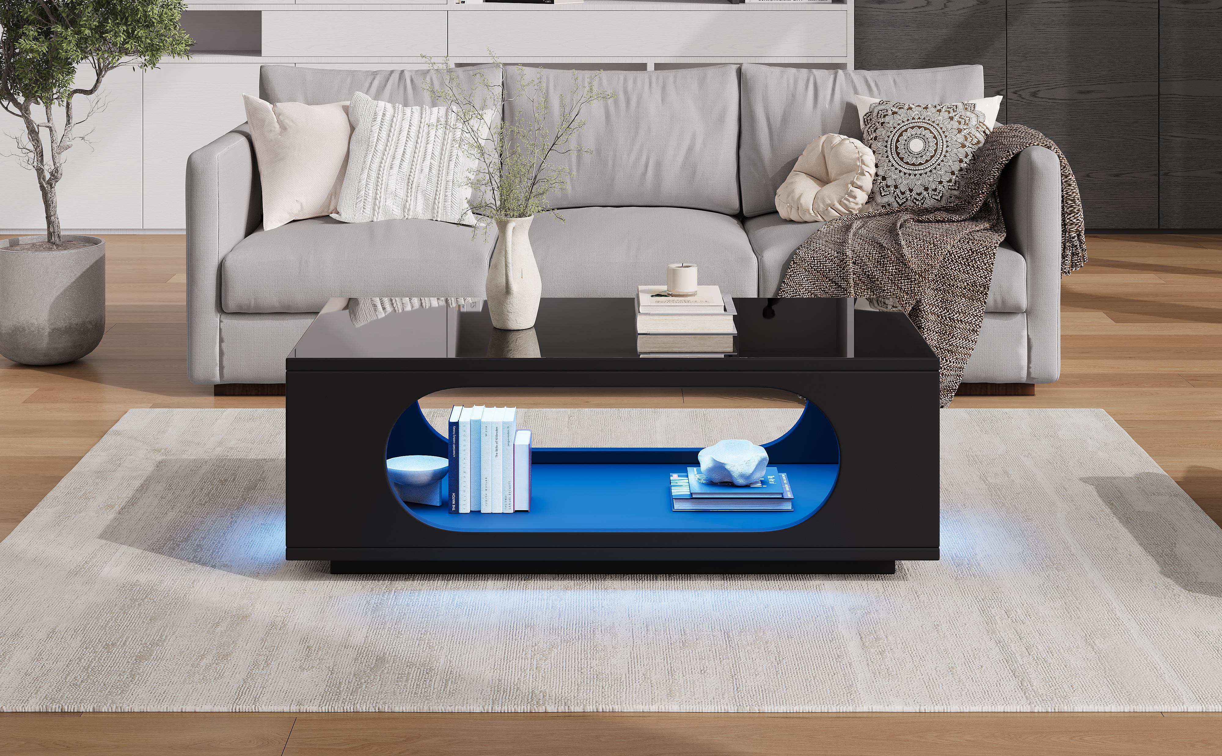 Table basse LED blanche vue 1