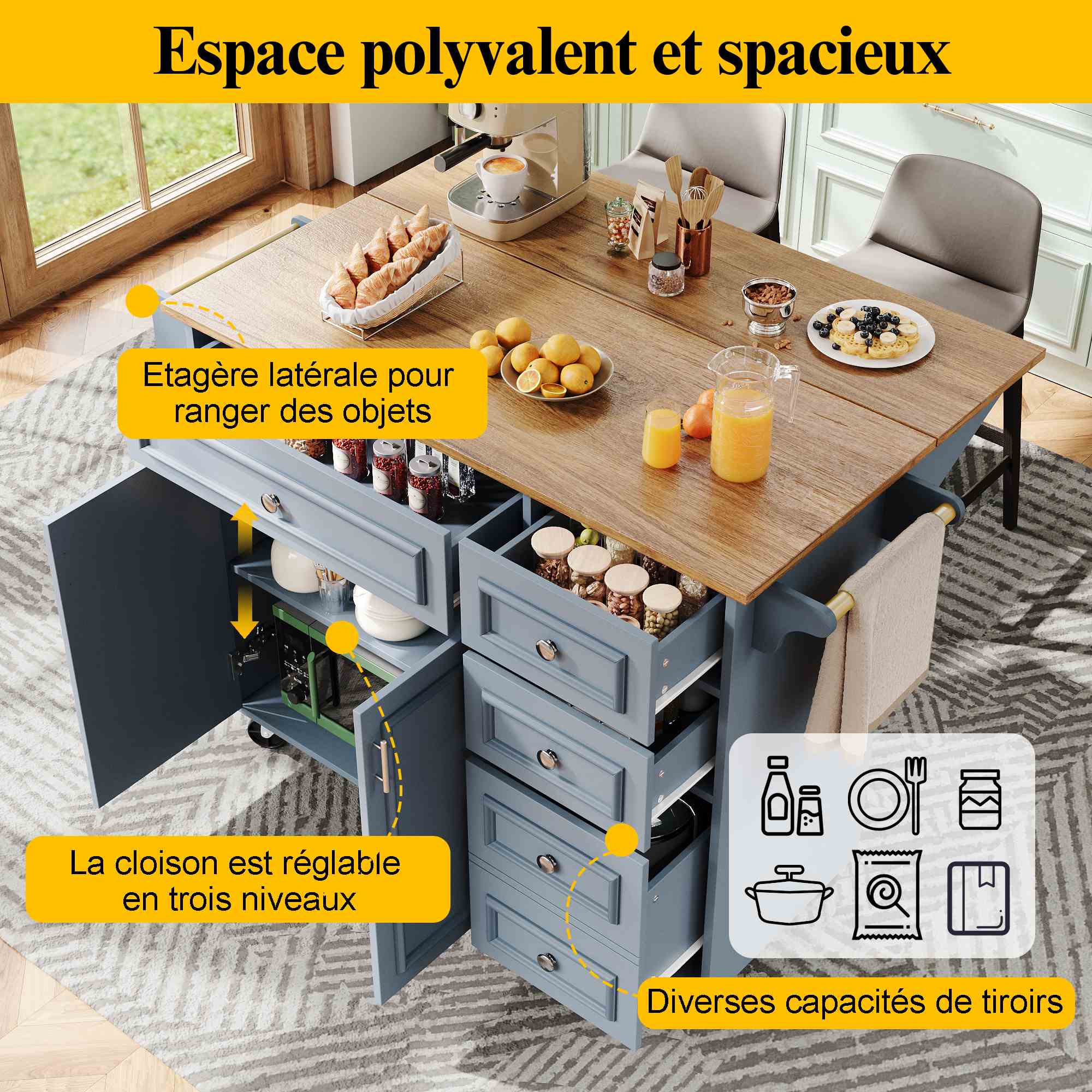Plateau rabattable du chariot