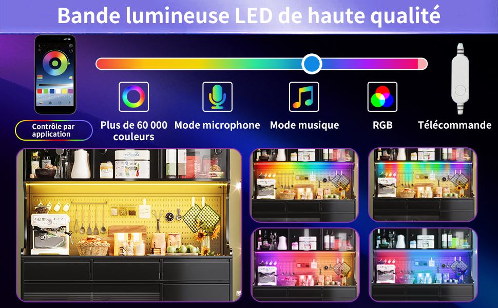 Hochschrank éclairage LED RGB app contrôle