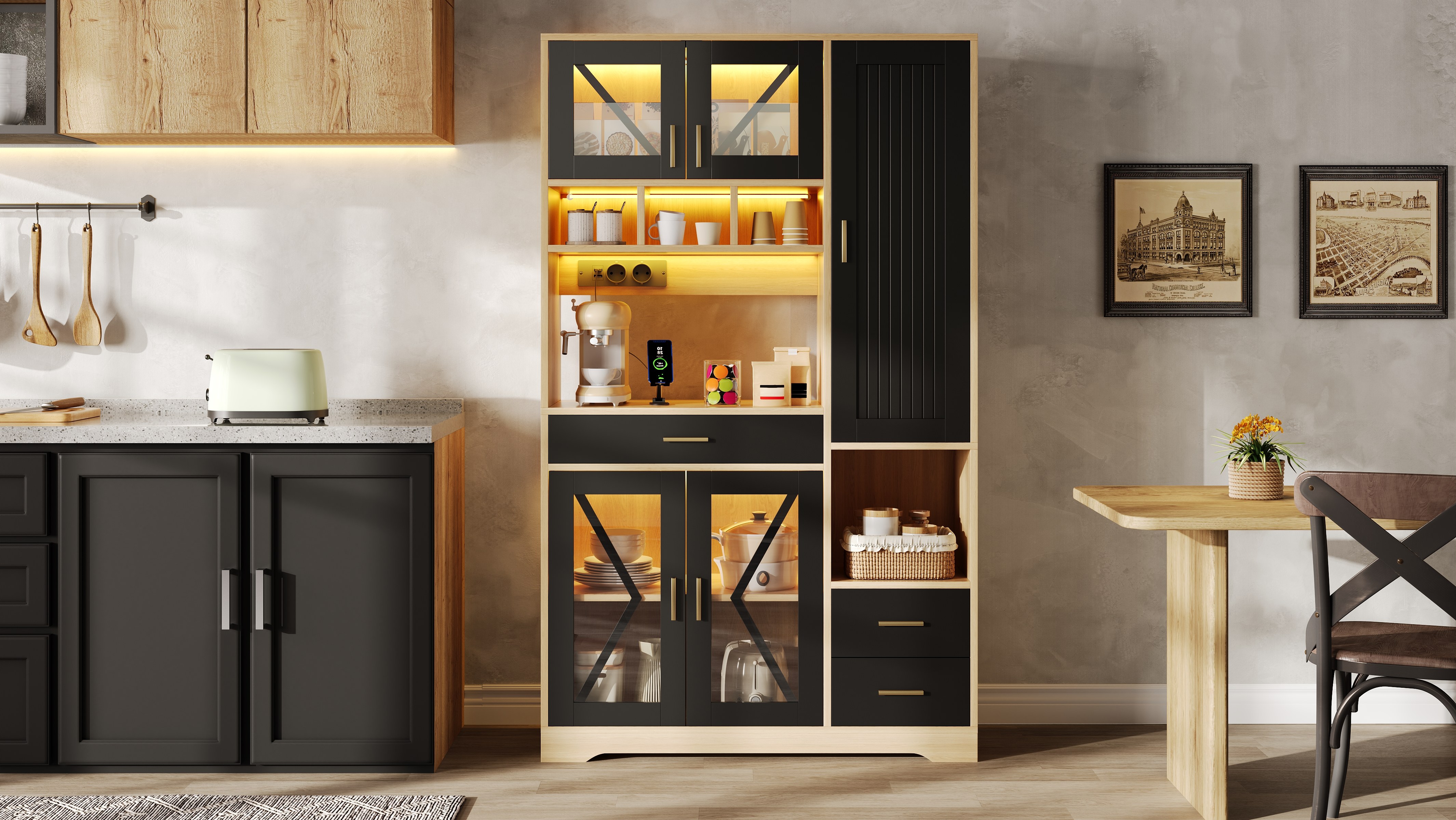 Buffet vintage avec éclairage LED RGB