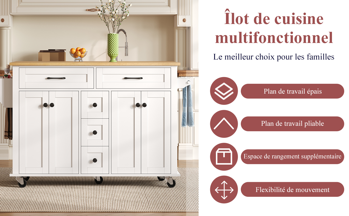 Îlot de cuisine polyvalent salon cuisine