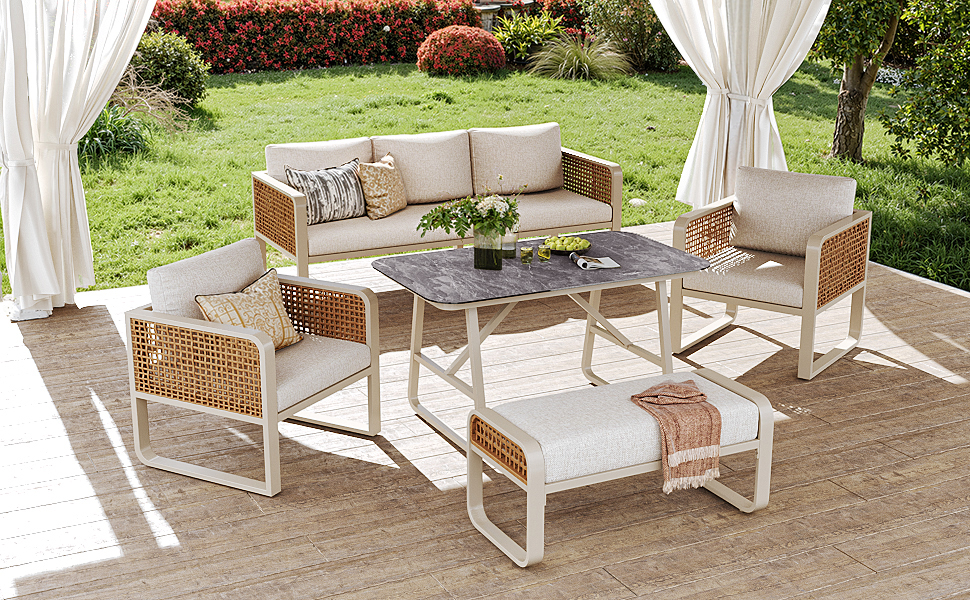 Ensemble canapé extérieur PE-Rattan design flexible
