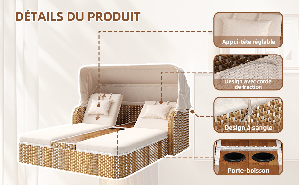 Canapé extérieur PE-Rattan imperméable anti-humidité