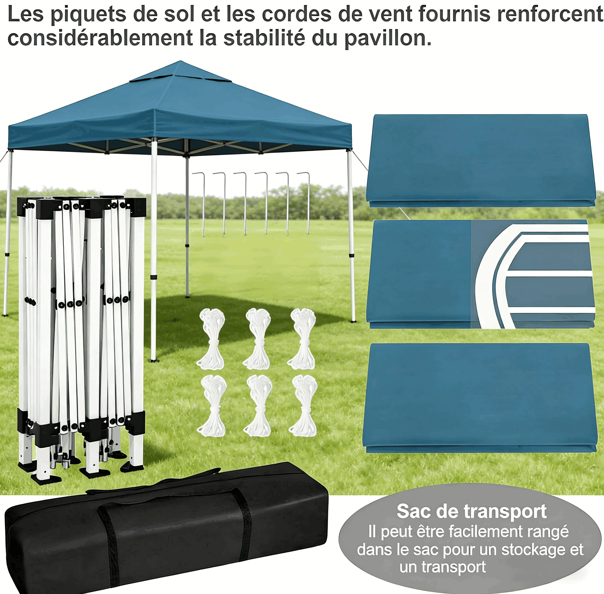Gazebo 3x6m Bleu