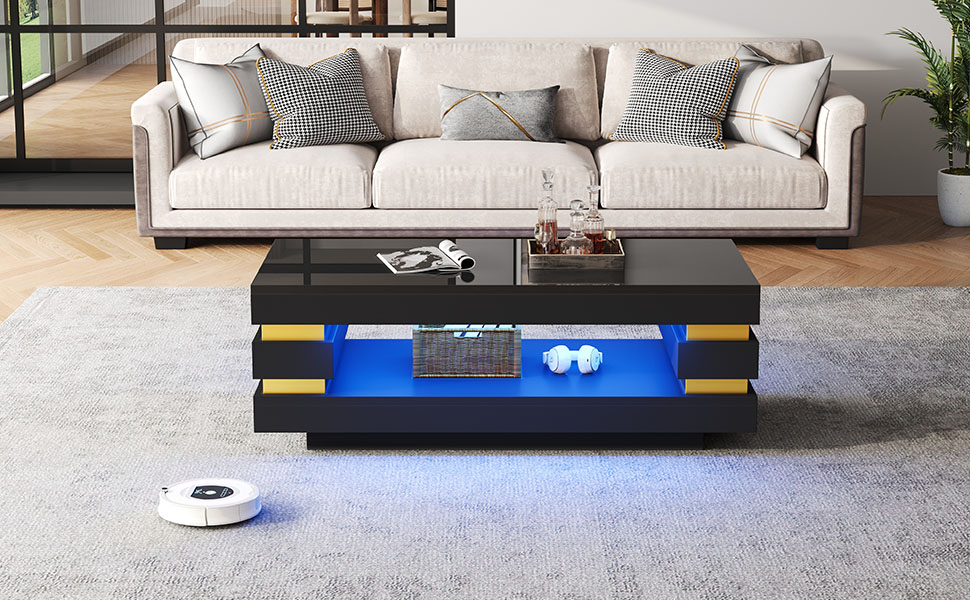 Table basse blanc et or vue 1