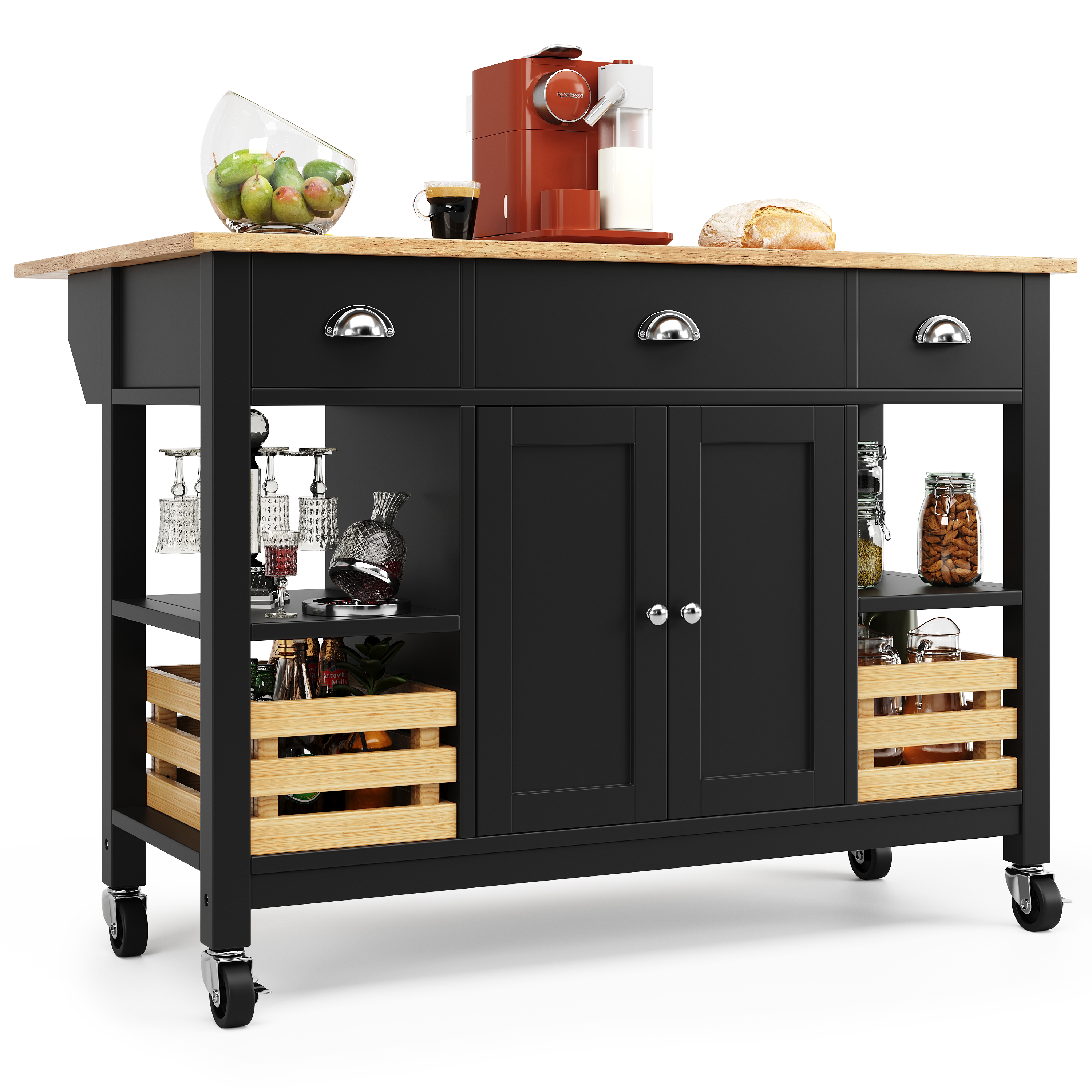 Îlot de cuisine avec plateau rabattable design élégant