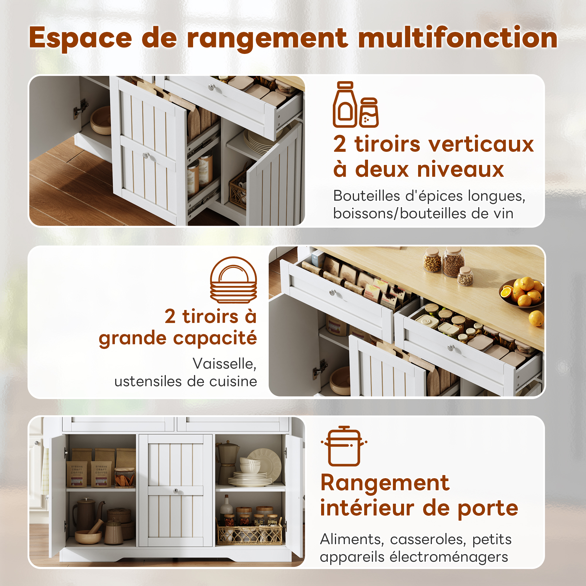Plateau rabattable extensible avec support