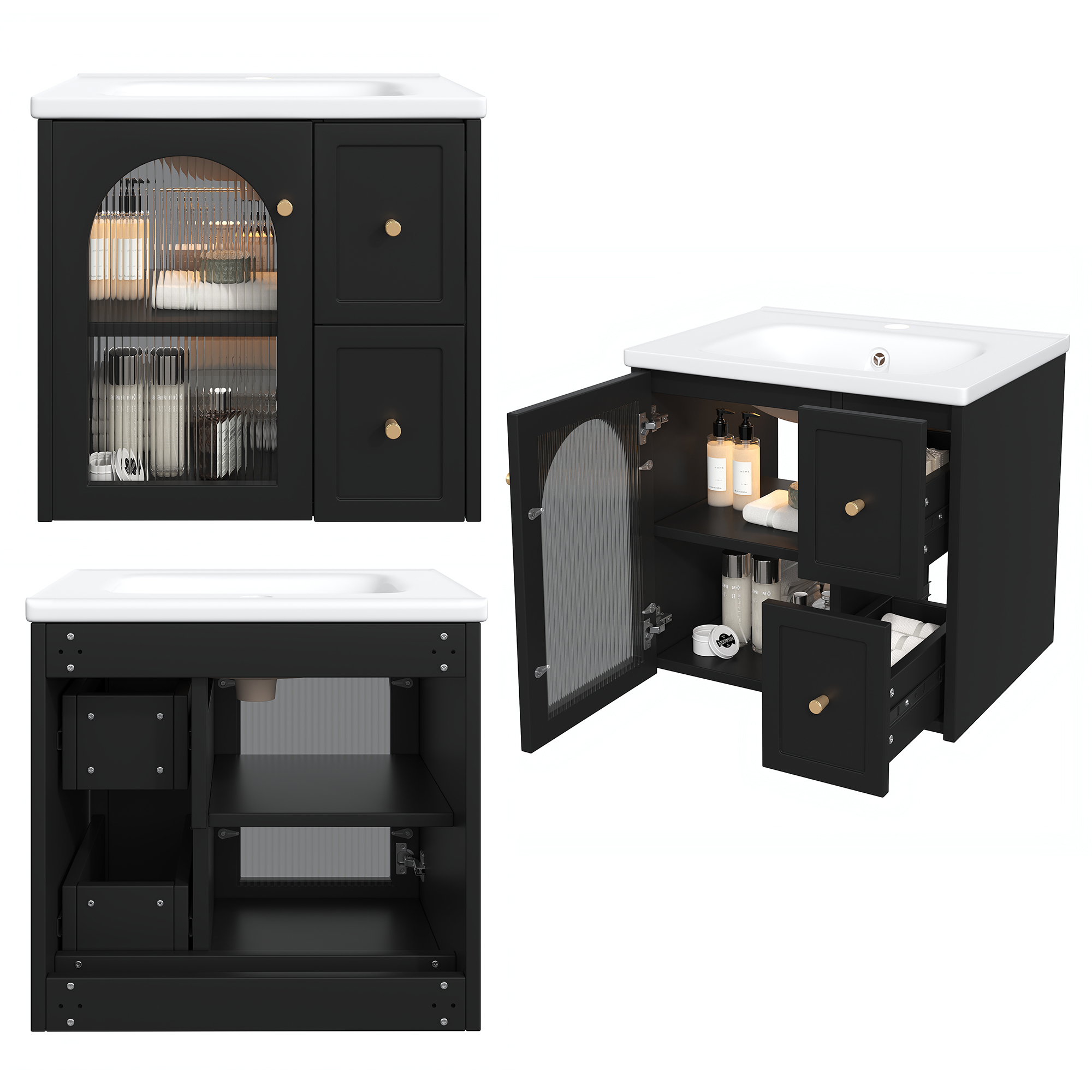 Dos ouvert pour canalisations meuble LED