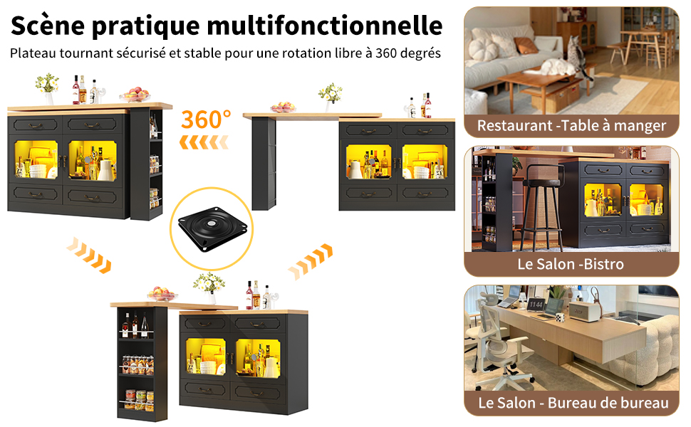 Table haute espace de rangement 4 tiroirs