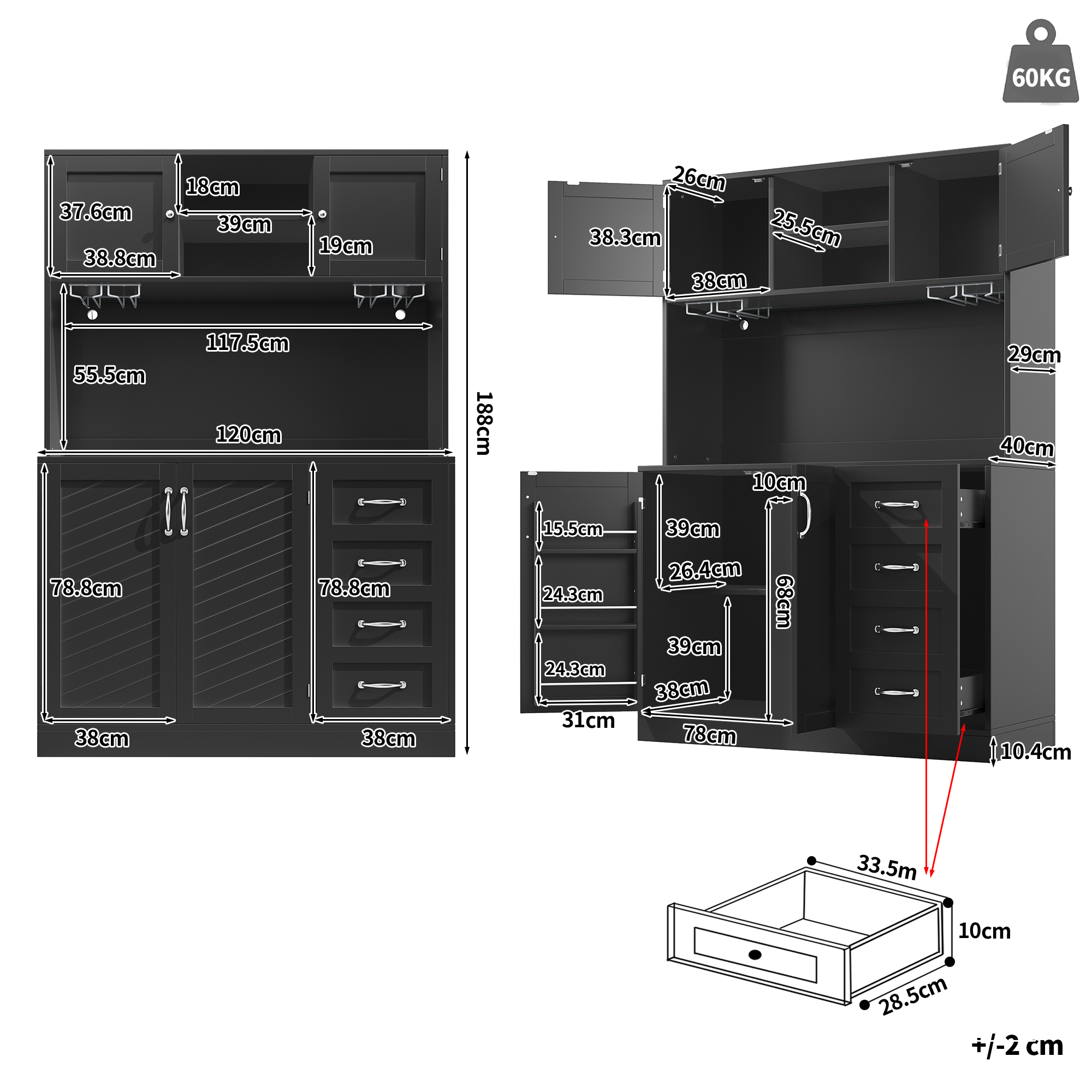 Meuble de cuisine noir avec LED