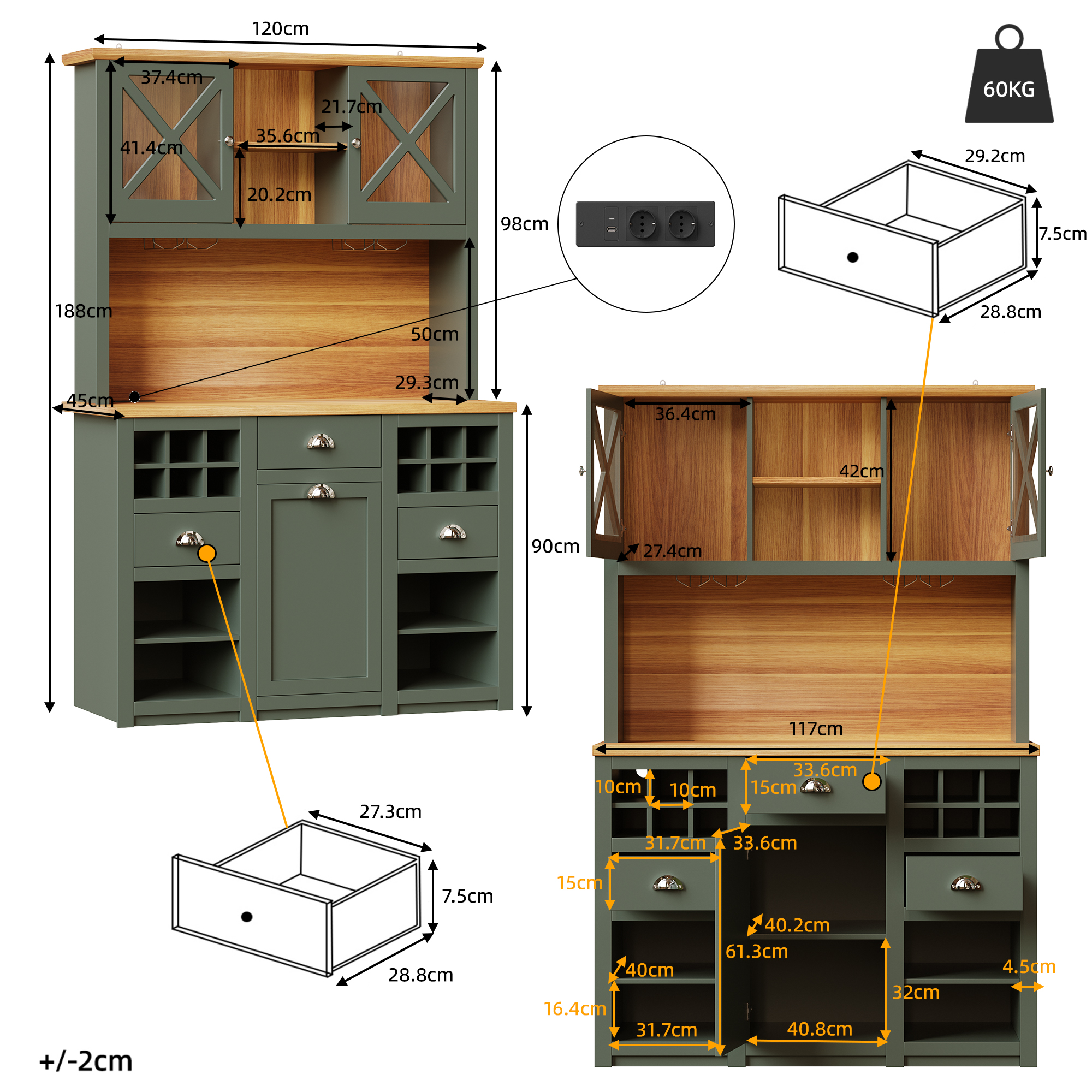 Armoire verte tablettes réglables