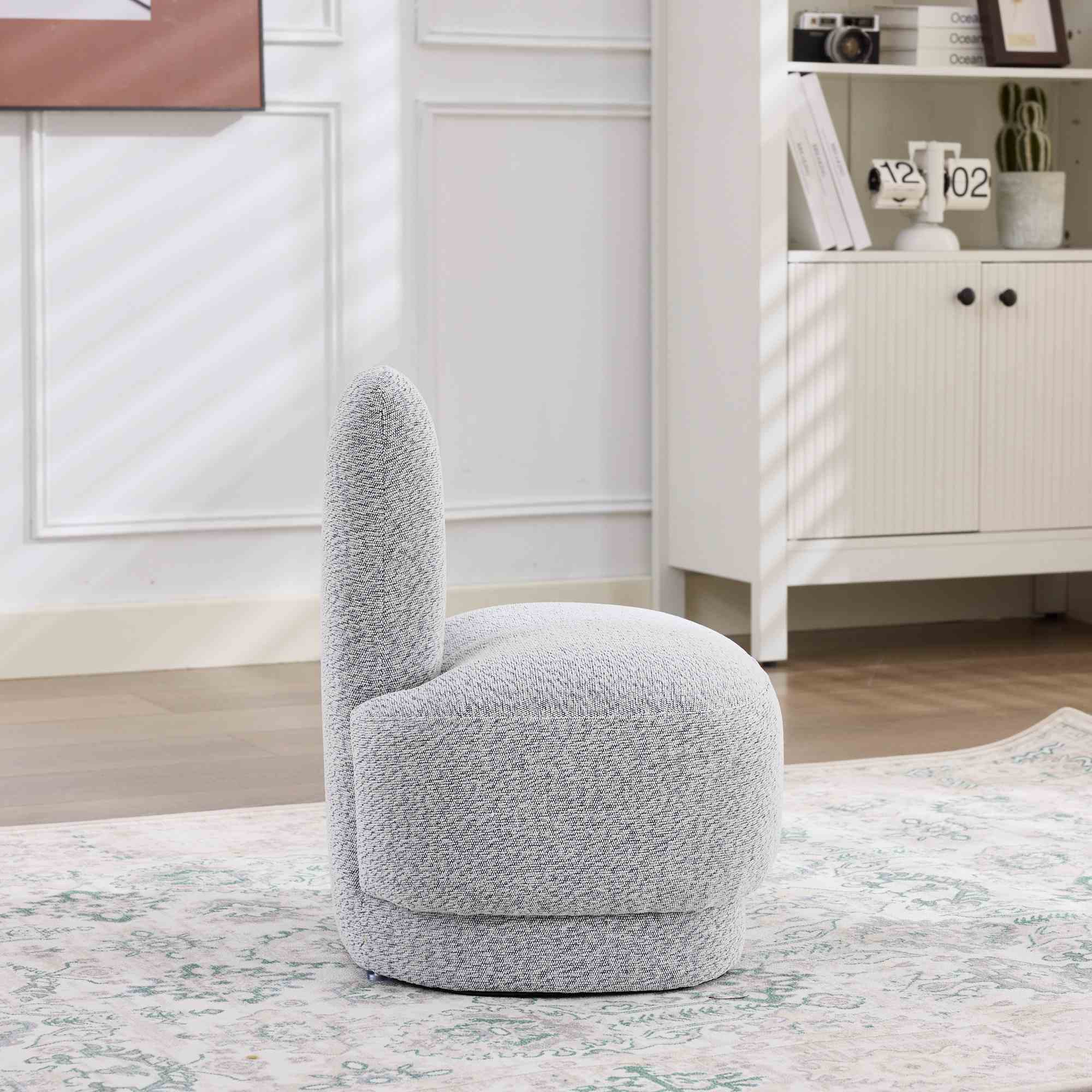Forme ovale pouf Bunny-Ear Gris blanc antique