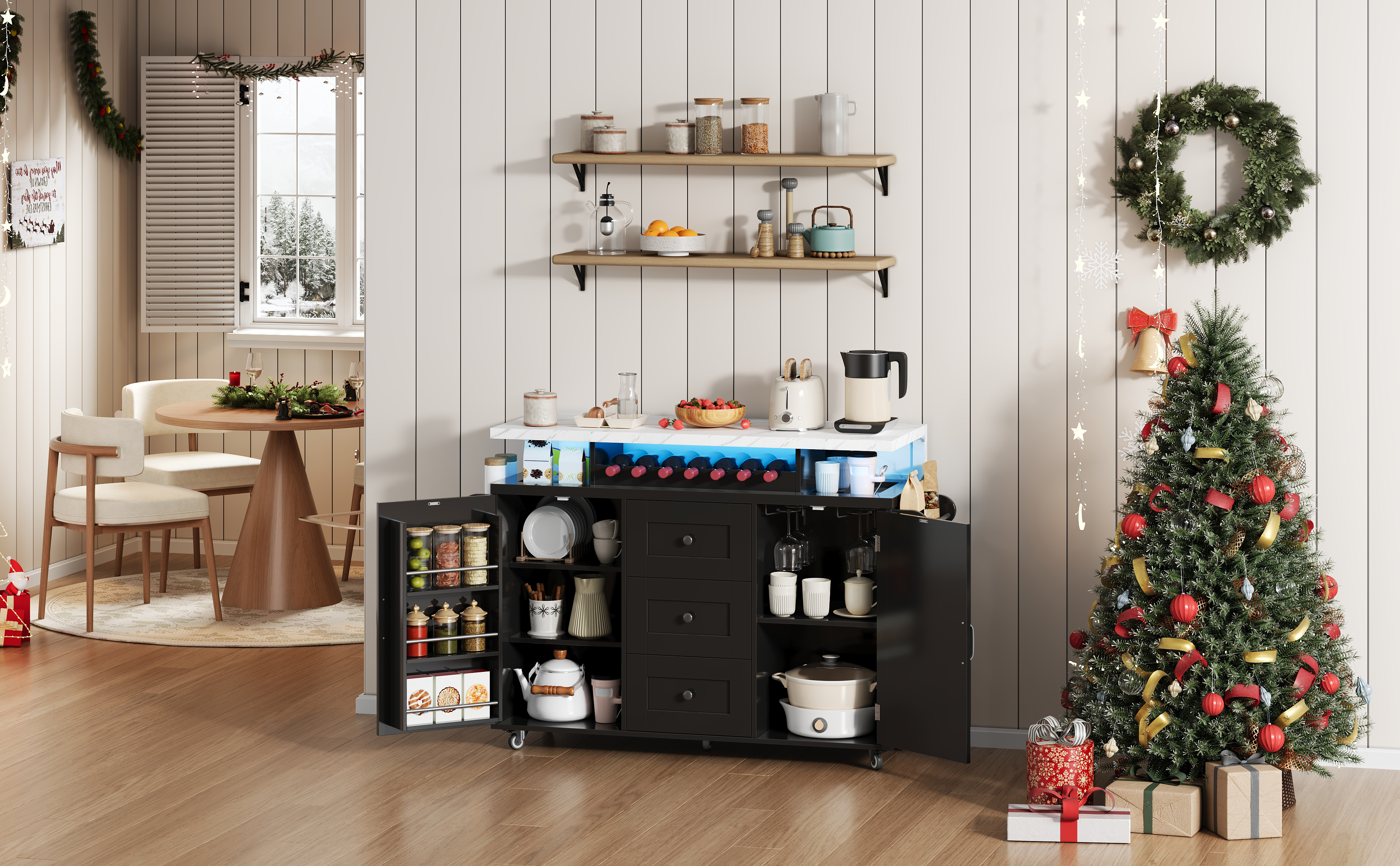 Îlot de cuisine plateau extensible 40-58cm