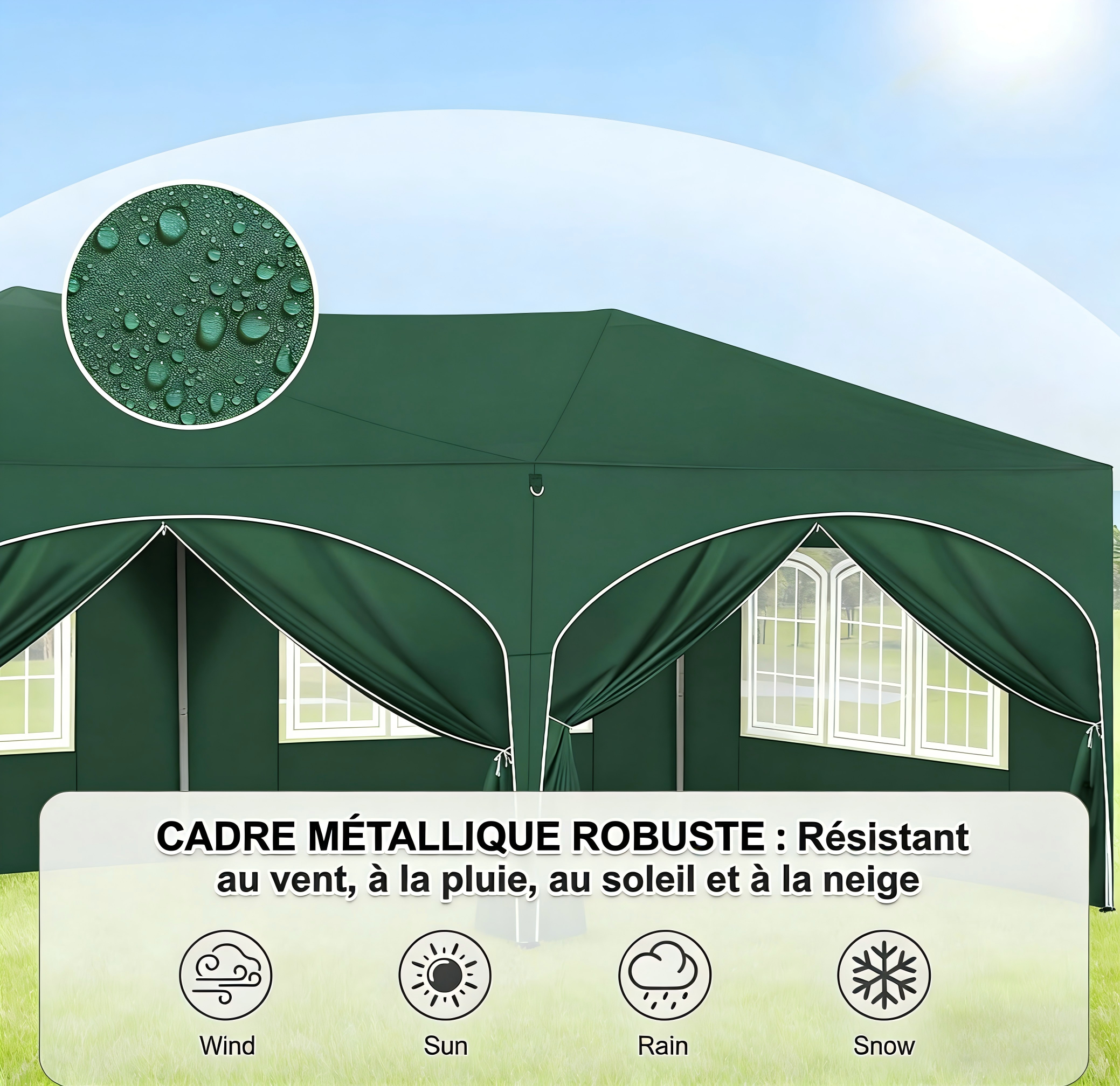 Gazebo 3x6m Gris