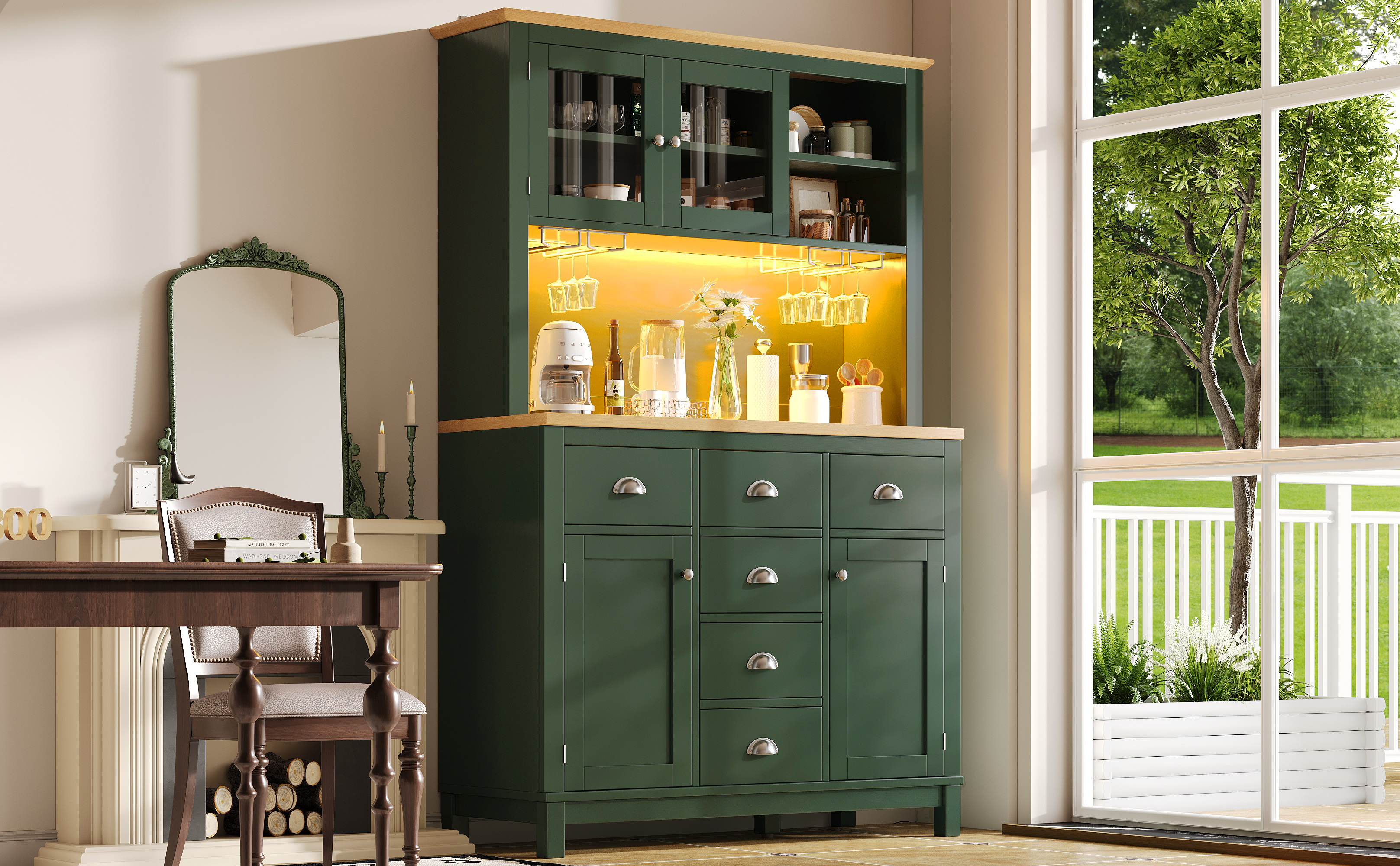 Buffet de cuisine vert design retro