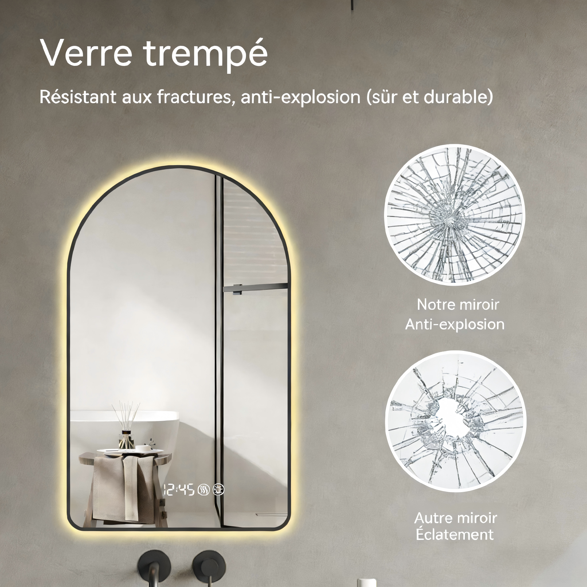 Miroir LED film anti-explosion