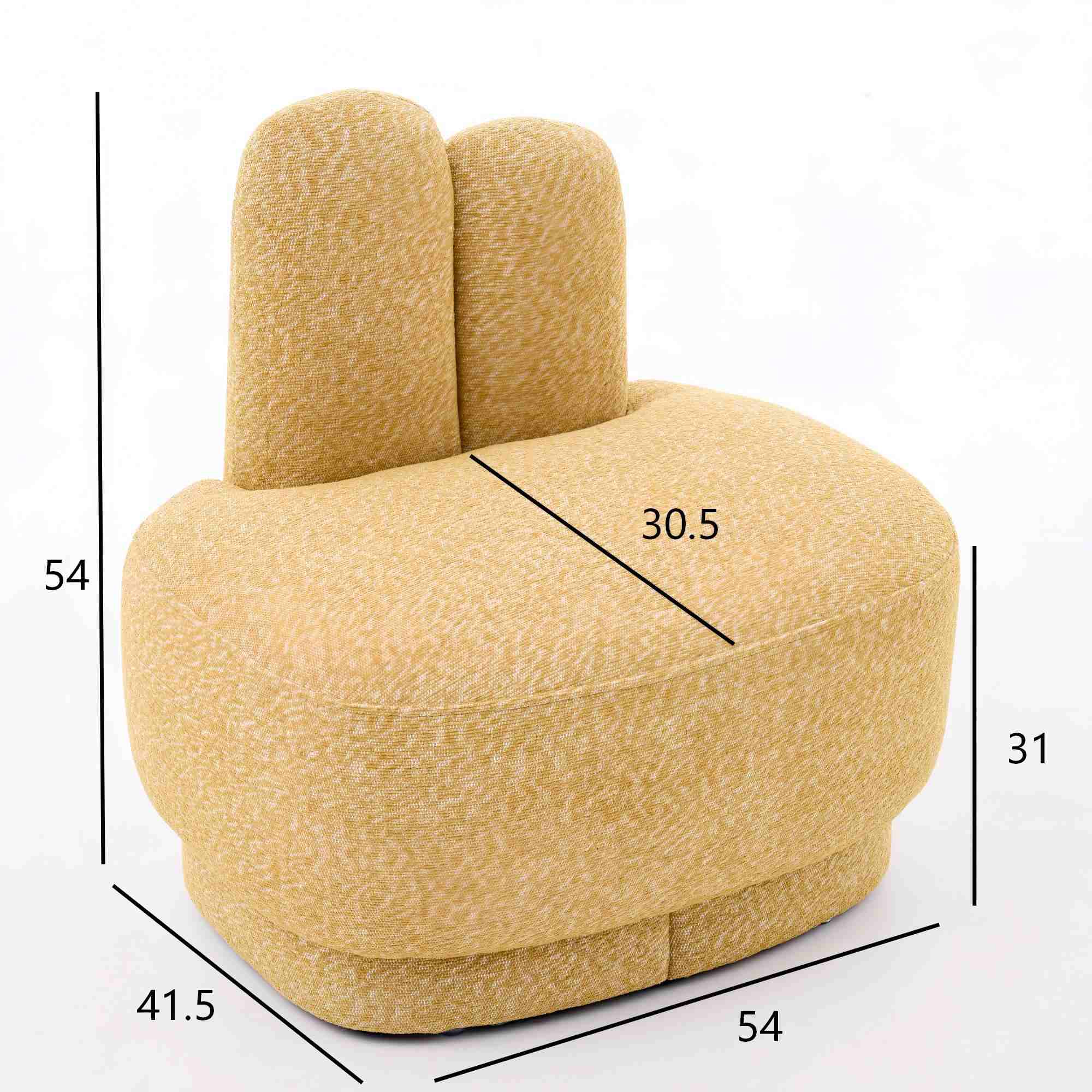 Confort assise moyen-ferme pouf Bunny-Ear Jaune pâle