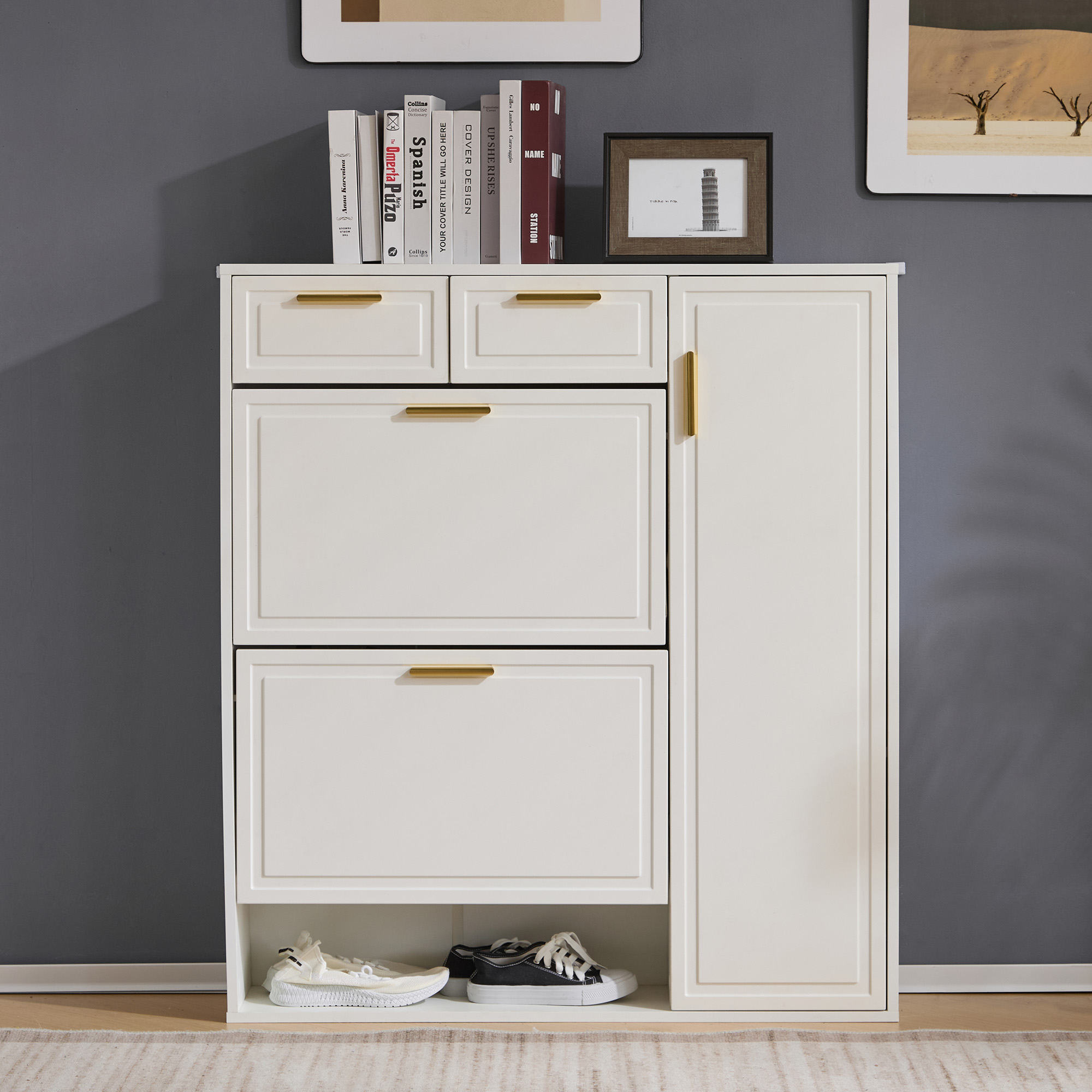 Armoire à chaussures moderne blanche