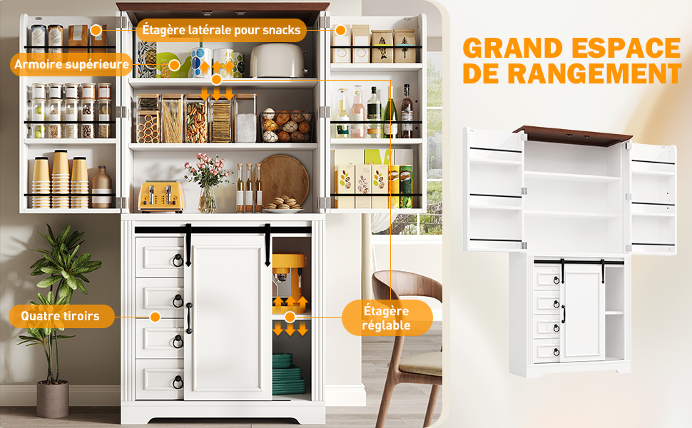 Armoire cuisine avec tablette latérale pour snacks
