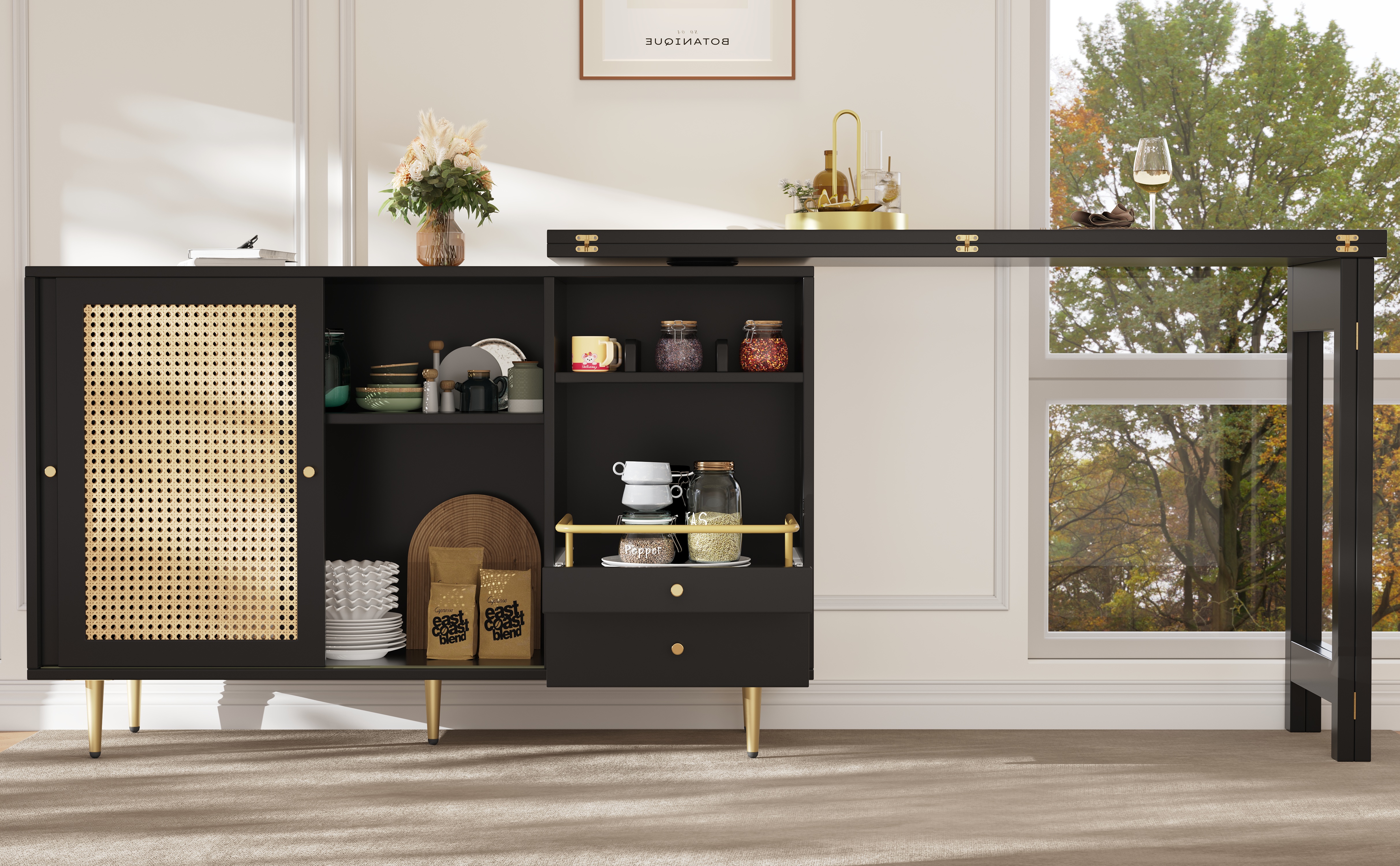 Meuble extensible pour réunions familiales