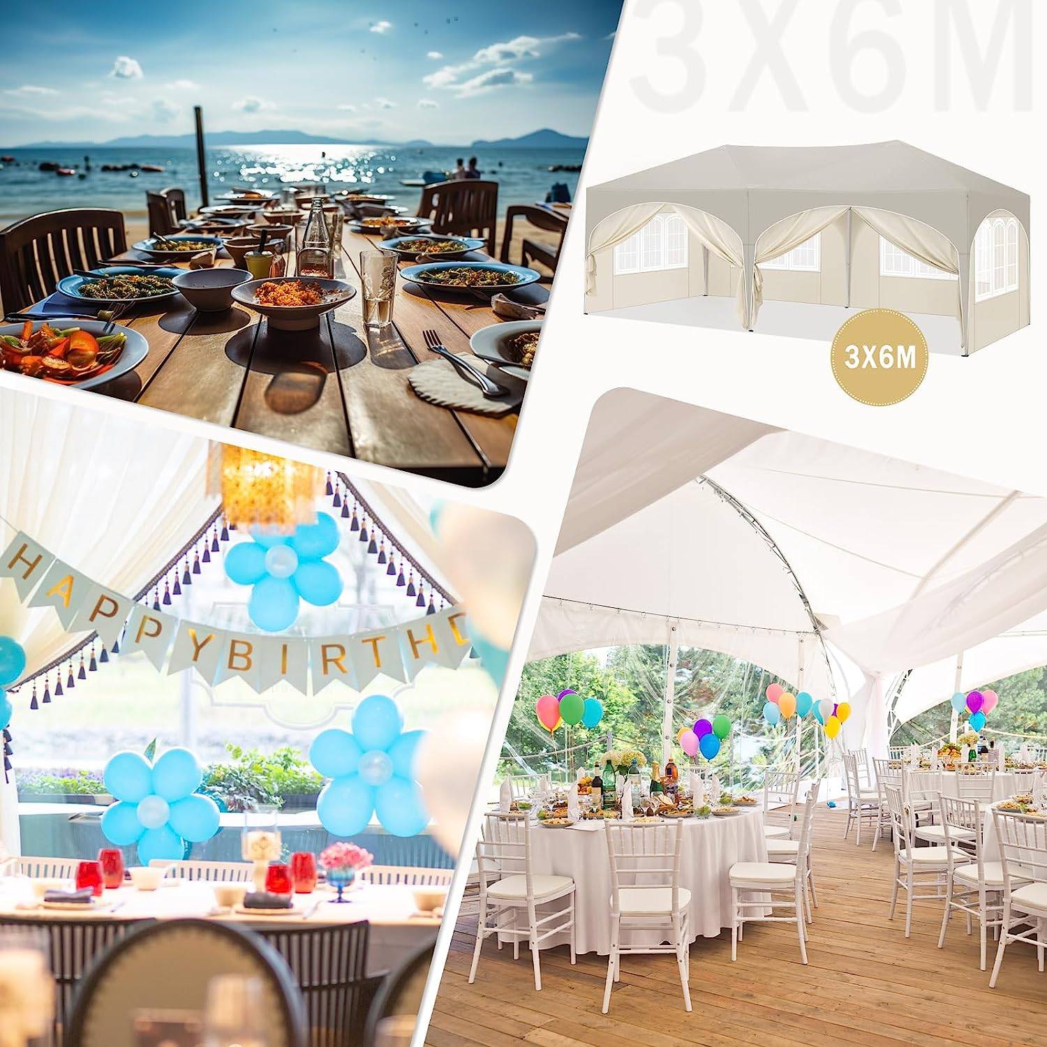 Gazebo 3x6m Beige