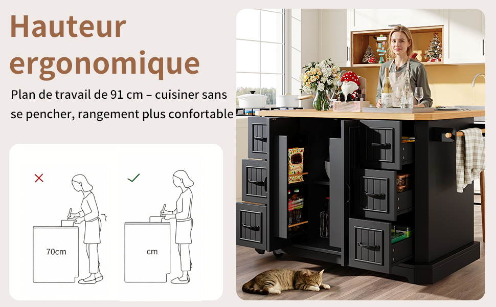 Ilot de cuisine ergonomique