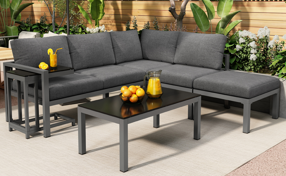 Ensemble mobilier jardin cadre fer galvanisé