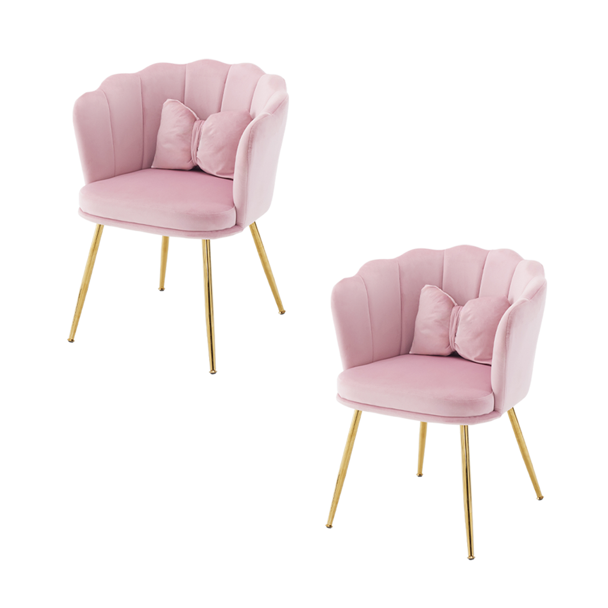 Lot de 2 fauteuils velours rose design pétale