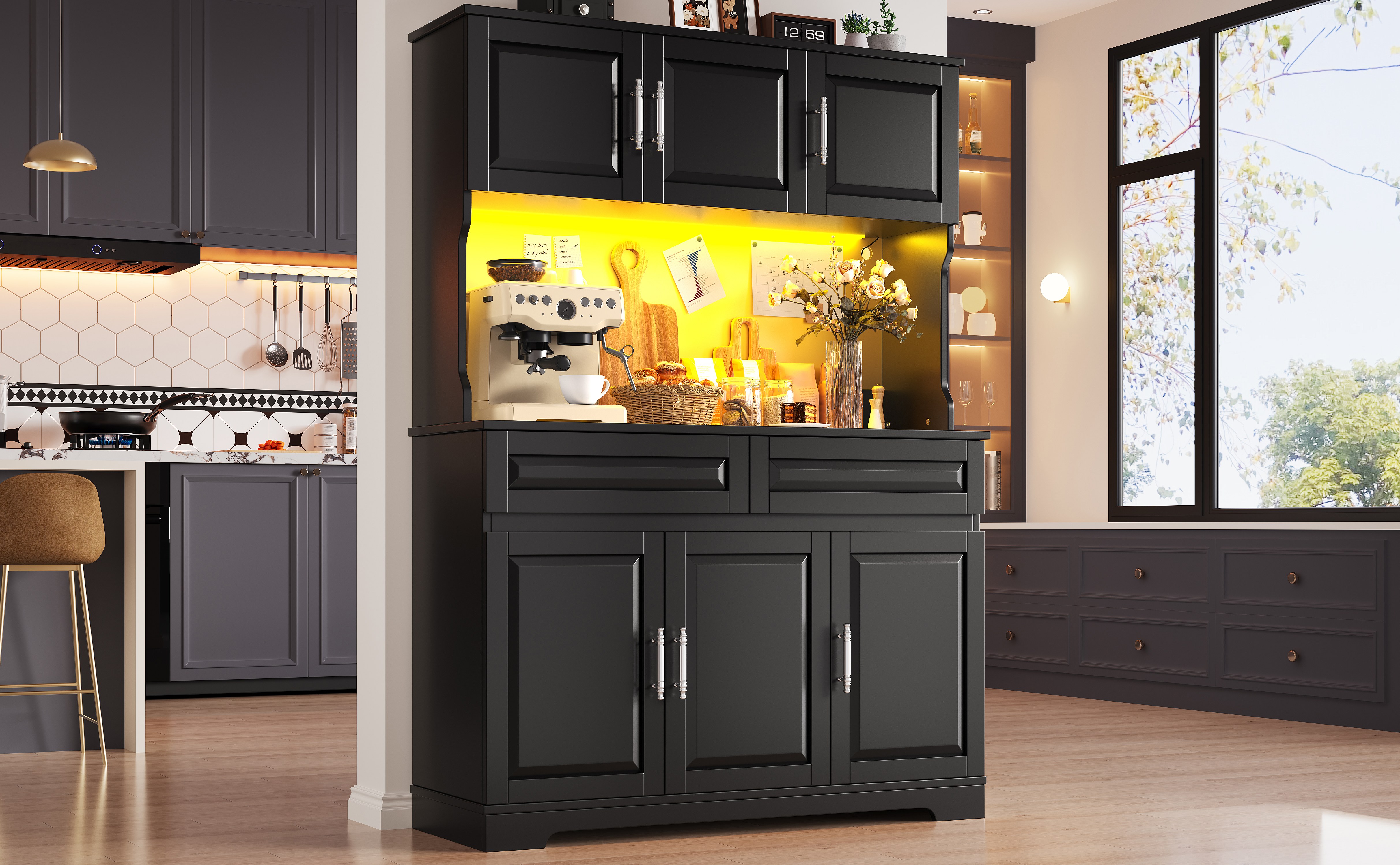 Armoire haute cuisine avec éclairage LED intelligent
