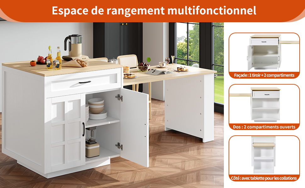 Dimensions table de bar extensible 133-202cm