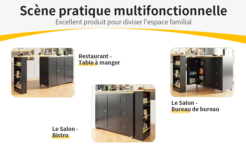 Table bar design moderne poignées métal brillantes minimaliste