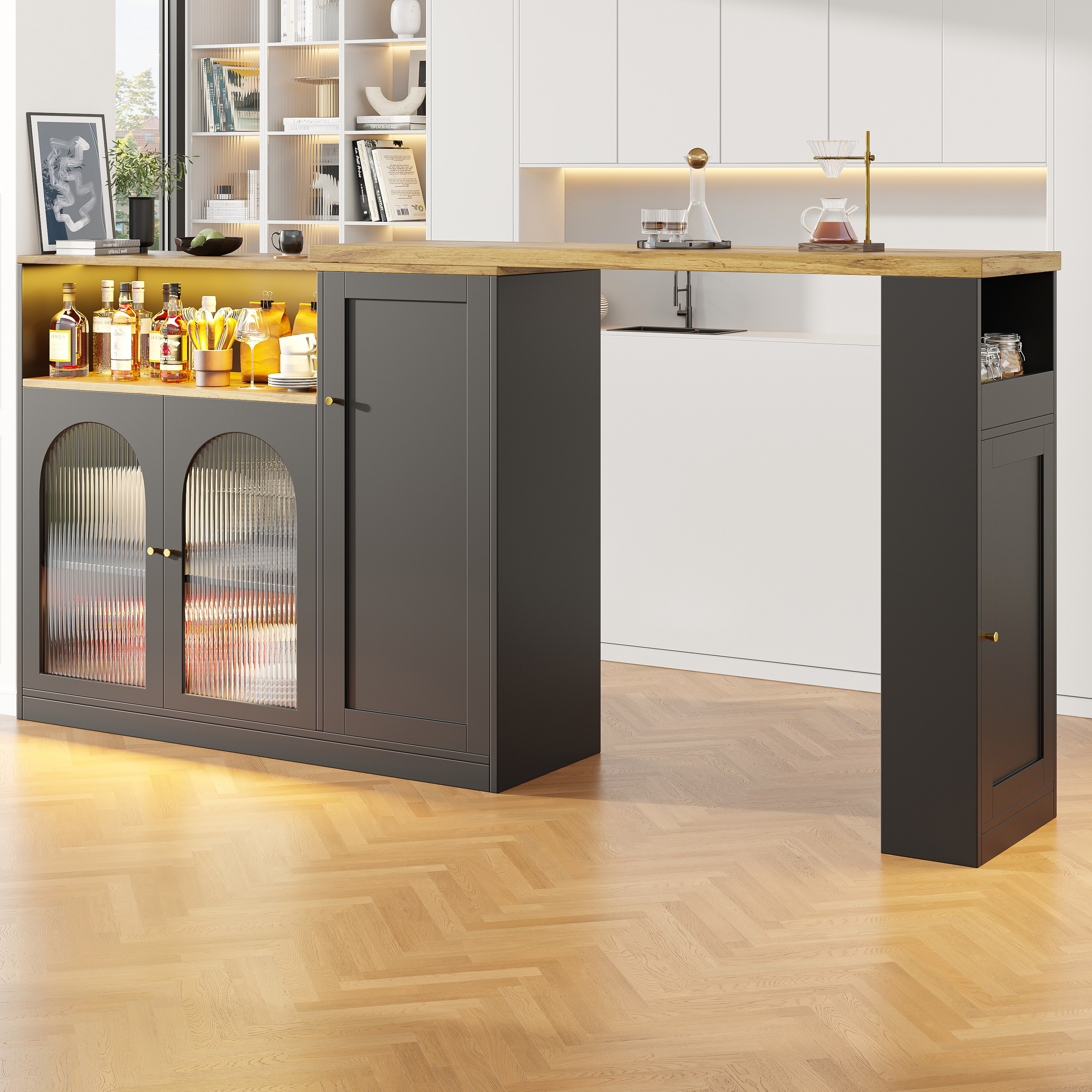 Table bar verre Changhong et éclairage LED