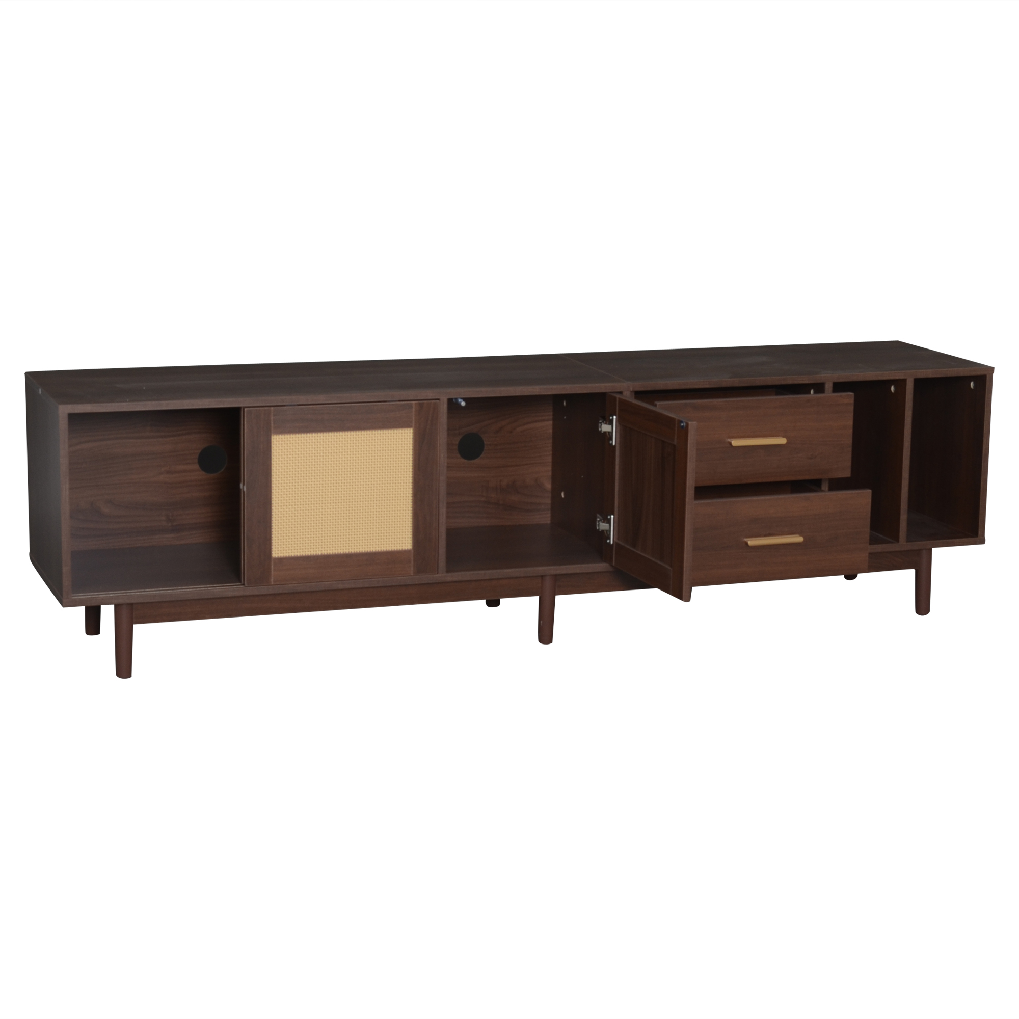 Meuble TV 3 types d’ouverture portes coulissantes pratiques