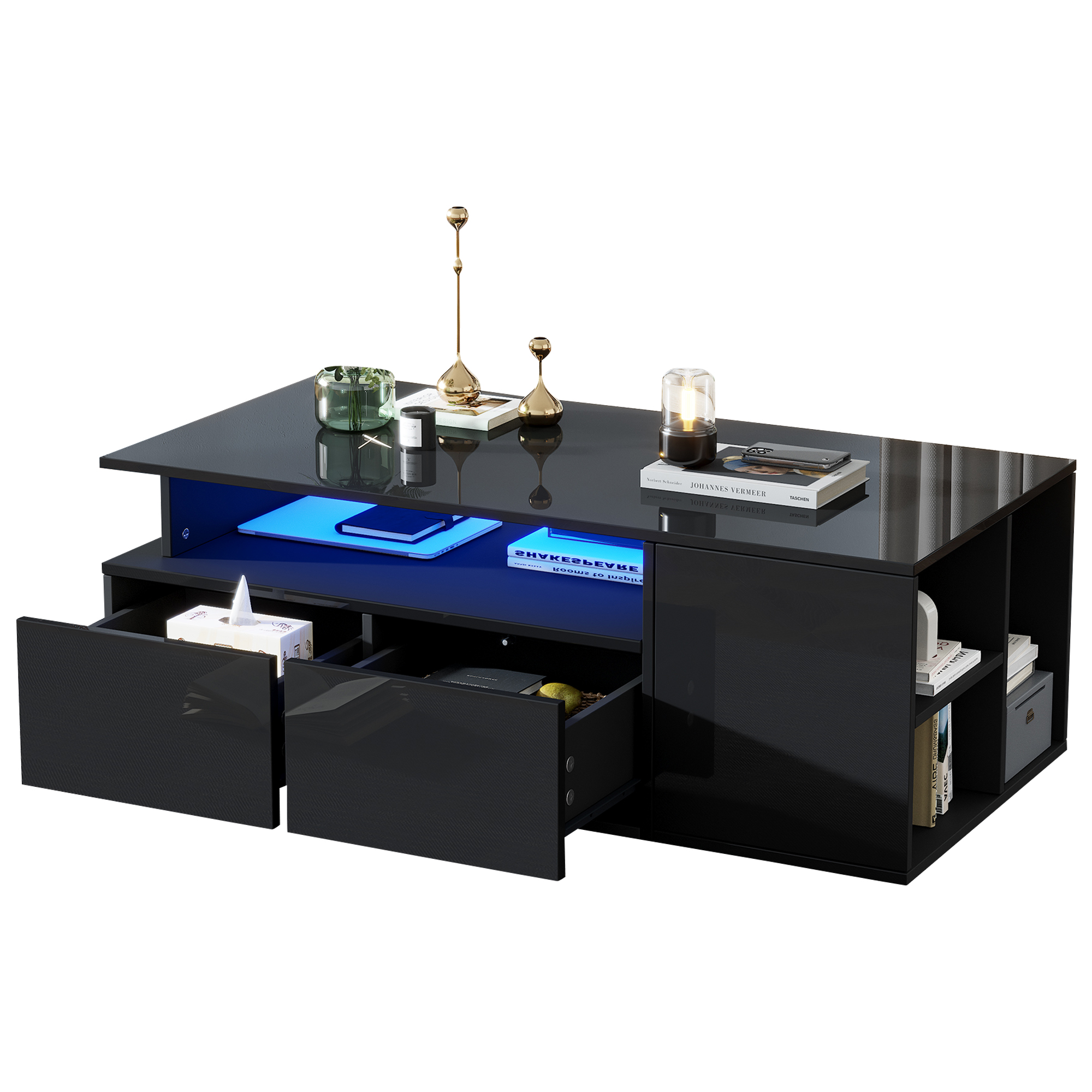 Table Basse Noire Brillante