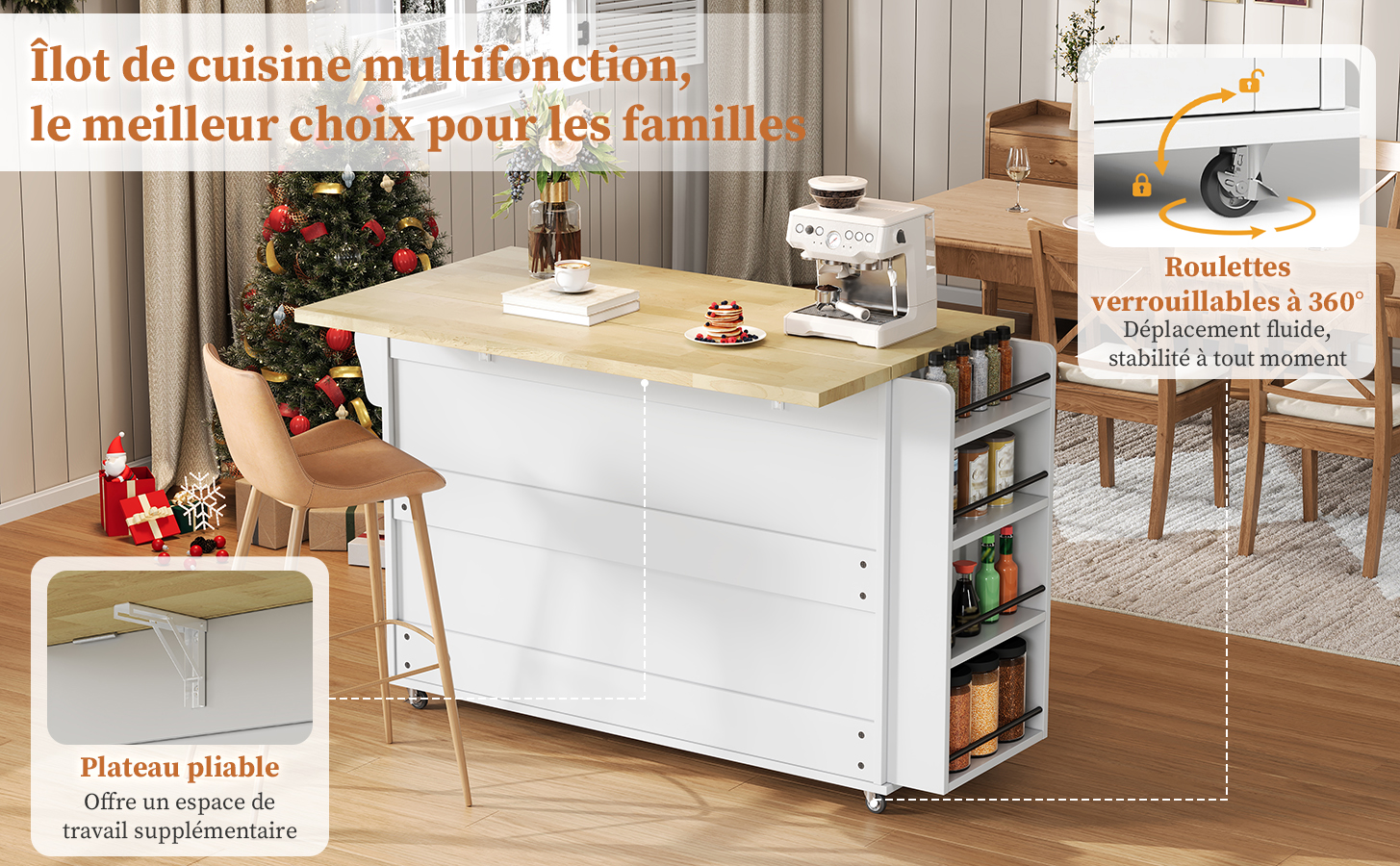 Chariot plateau rabattable extension 45-70cm