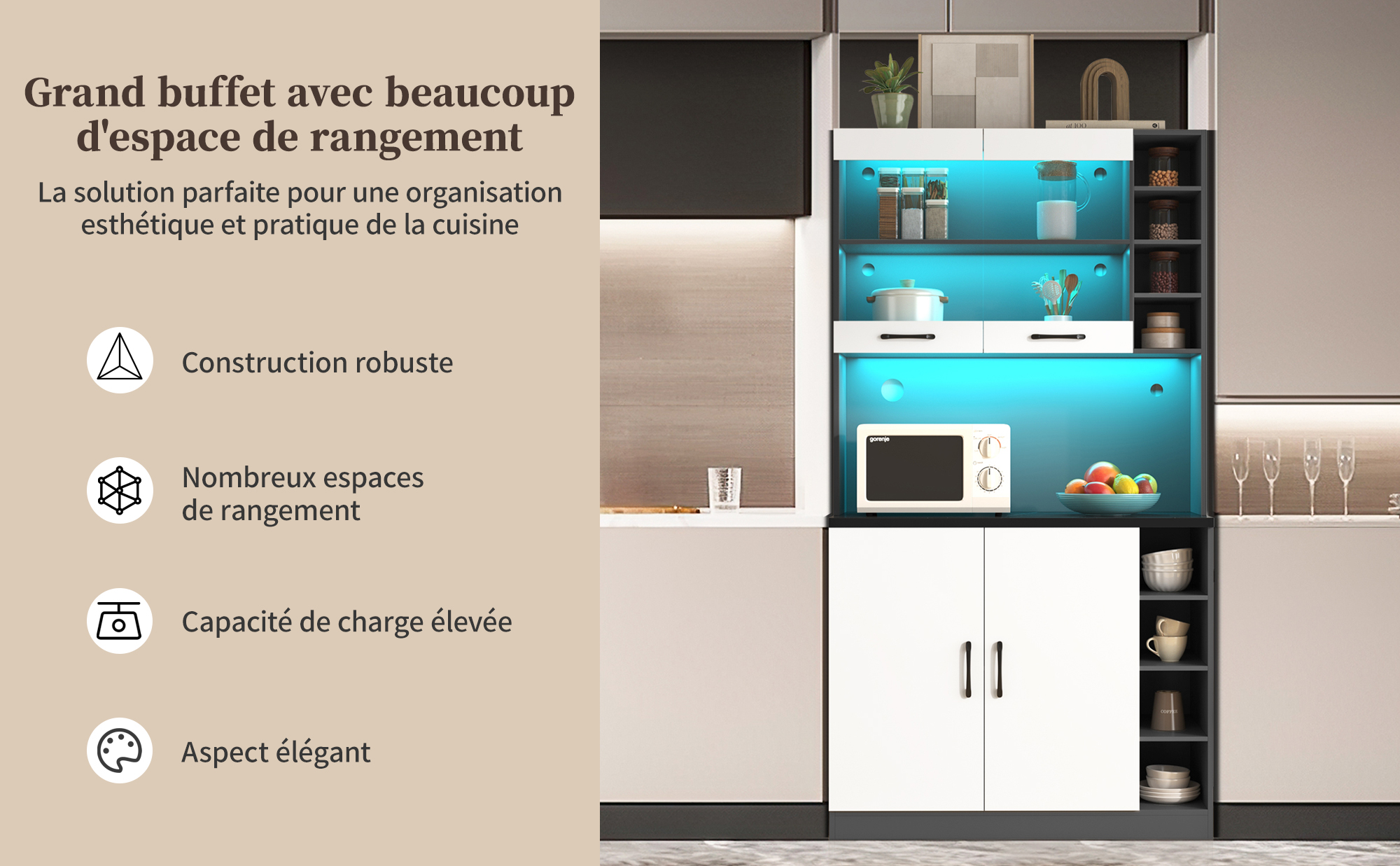 Armoire de cuisine moderne avec éclairage LED