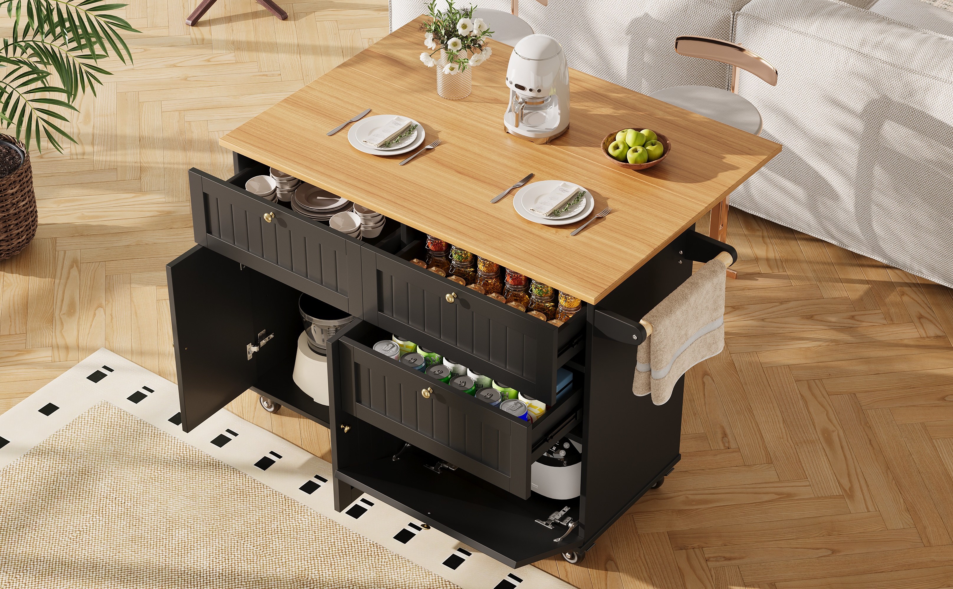 Îlot de cuisine design élégant motif décoratif