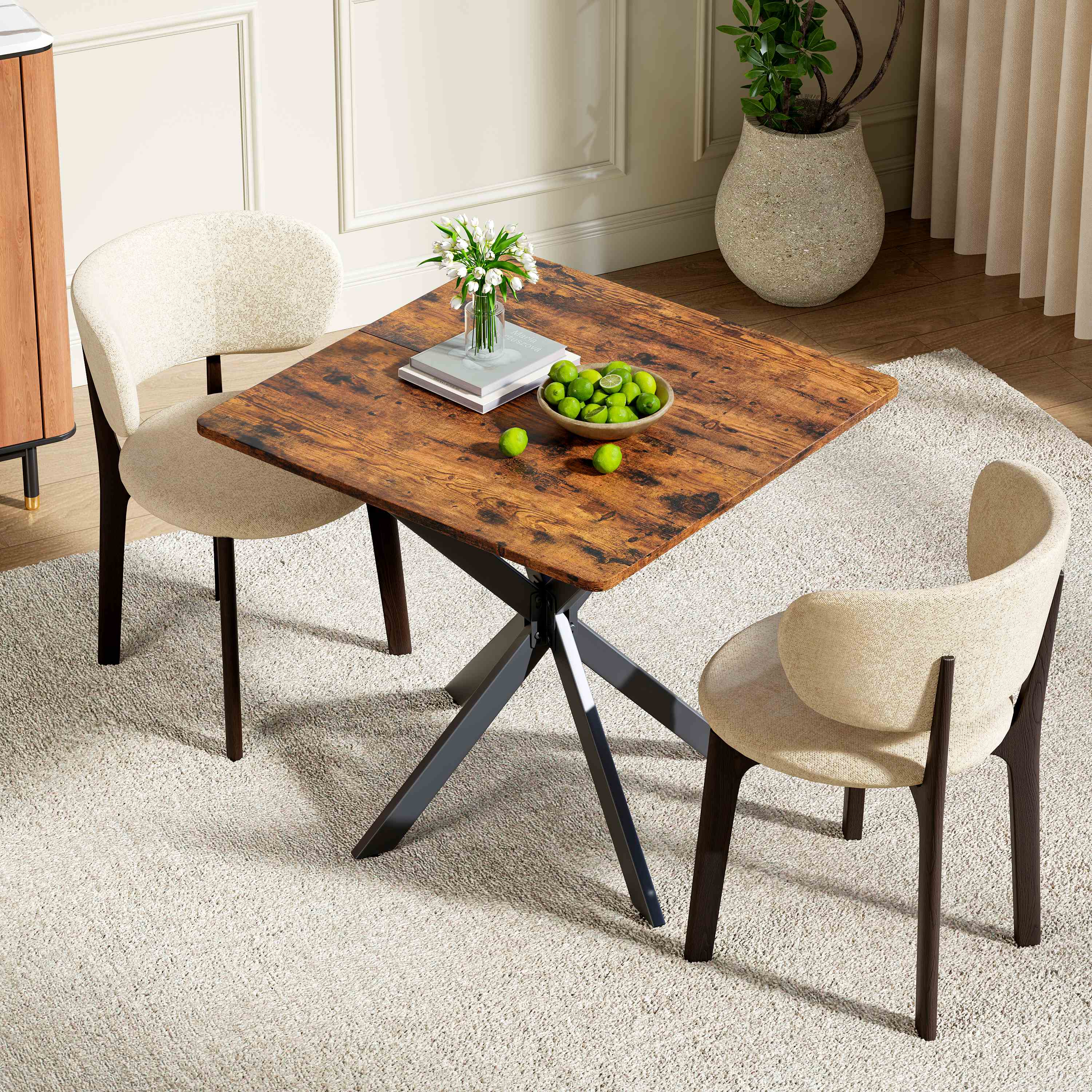 Pieds X métal noir table stable
