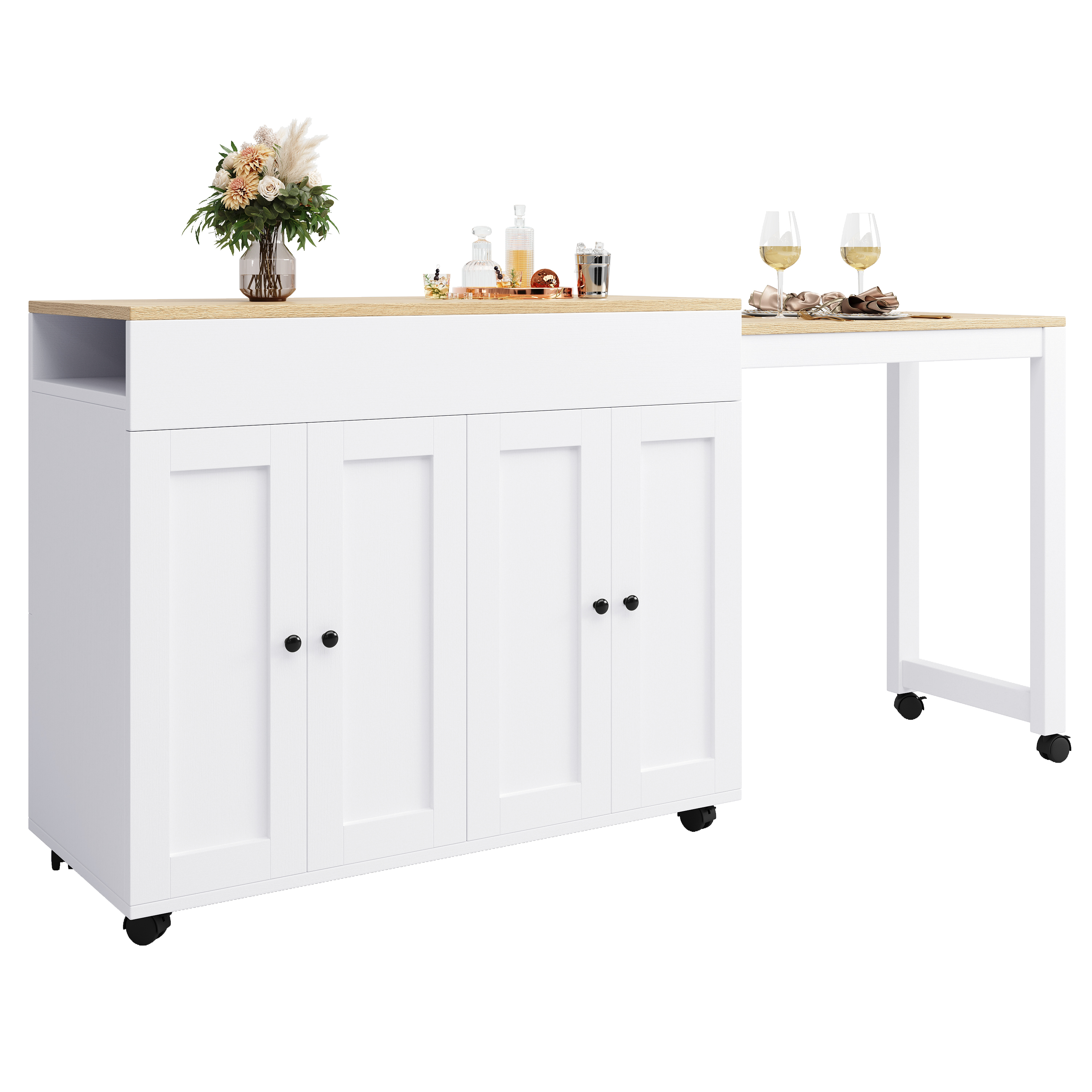 Table îlot cuisine design extensible élégant